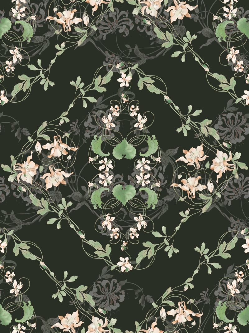 HaokHome Moody Green Floral Peel and Stick Wallpaper, Vintage Dark Academia Removable Self Adhesive Wallpaper for Bedroom & Living Room