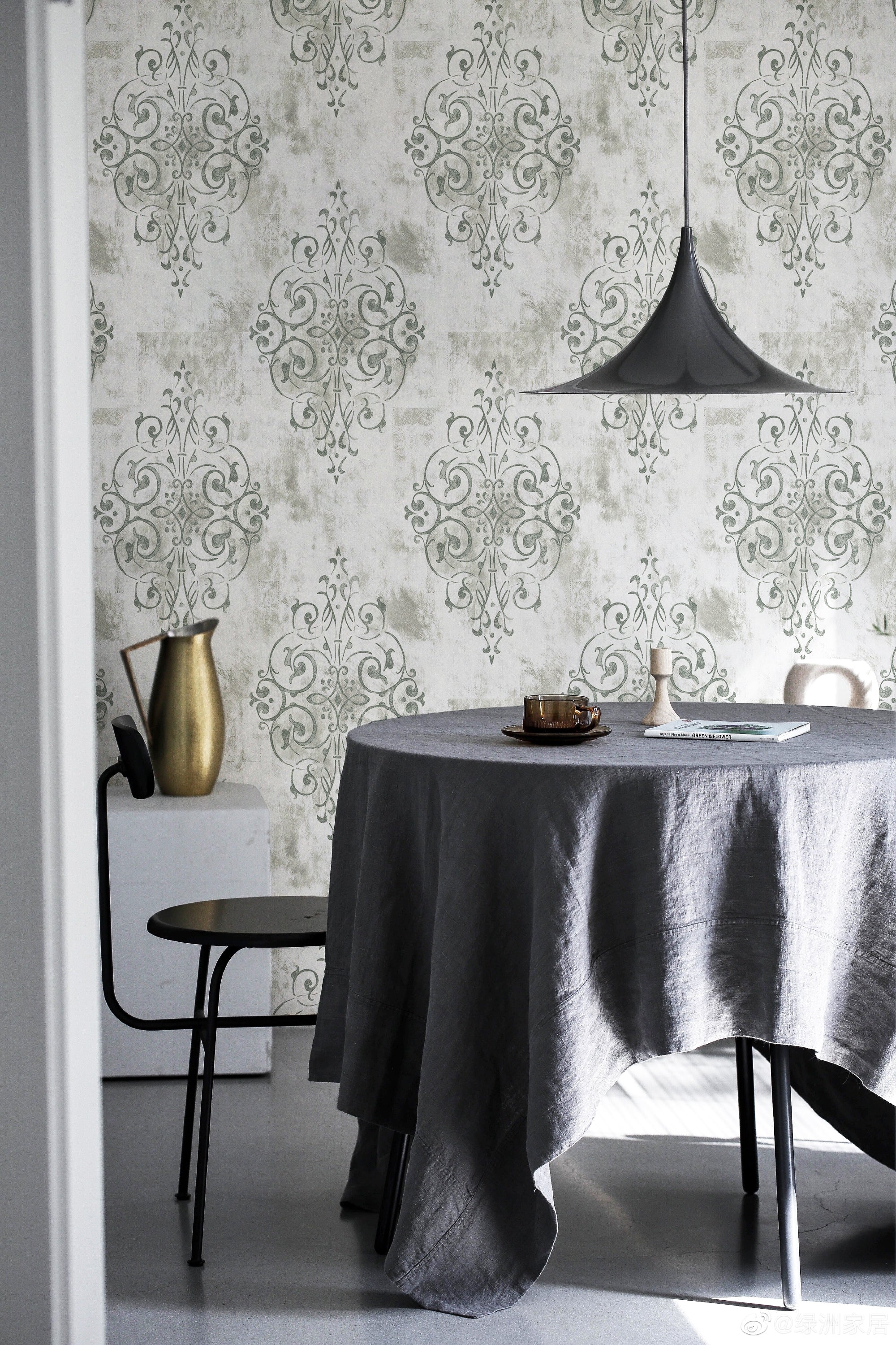 HaokHome Damask Peel and Stick Wallpaper Decorative Vintage Vinyl Wallpaper