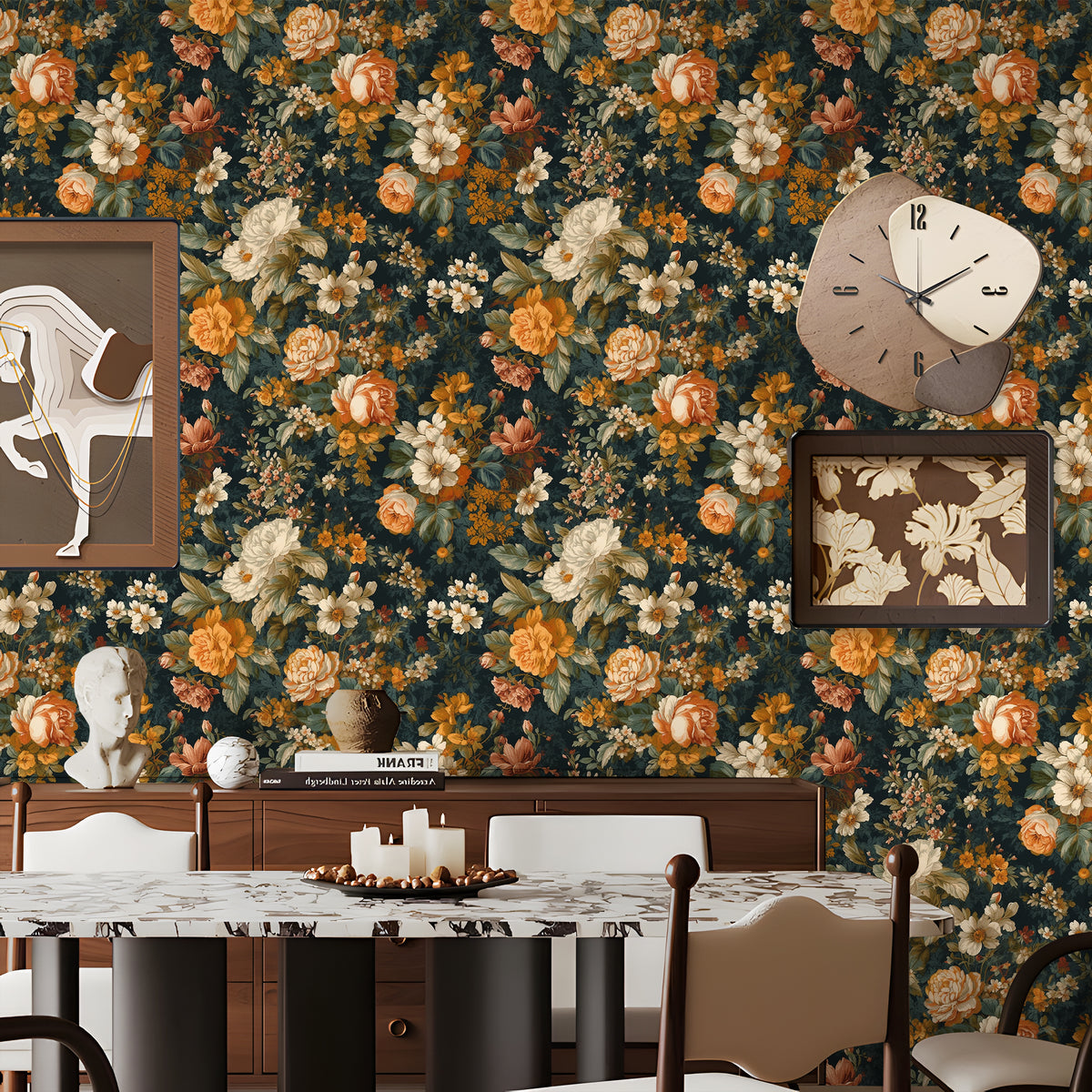 HaokHome Vintage Floral Wallpaper - Peel and Stick Removable Botanical Decor for Elegant Spaces
