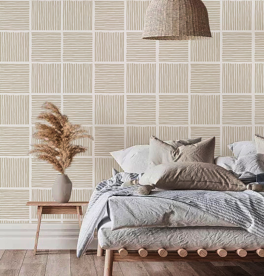 HaokHome 96121 Contemporary Earth Toned Watercolor Plaid Peel and Stick Wallpaper