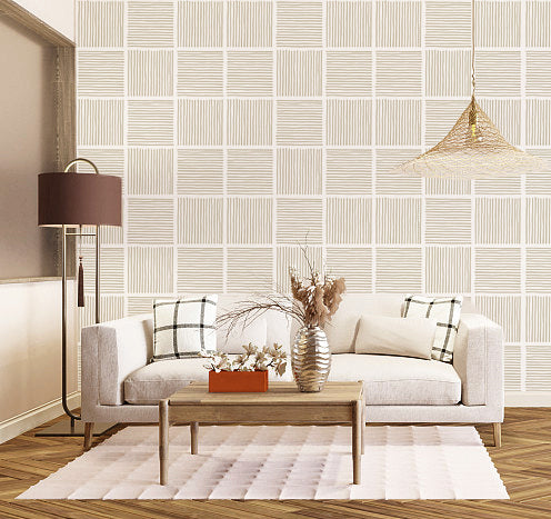 HaokHome 96121 Contemporary Earth Toned Watercolor Plaid Peel and Stick Wallpaper