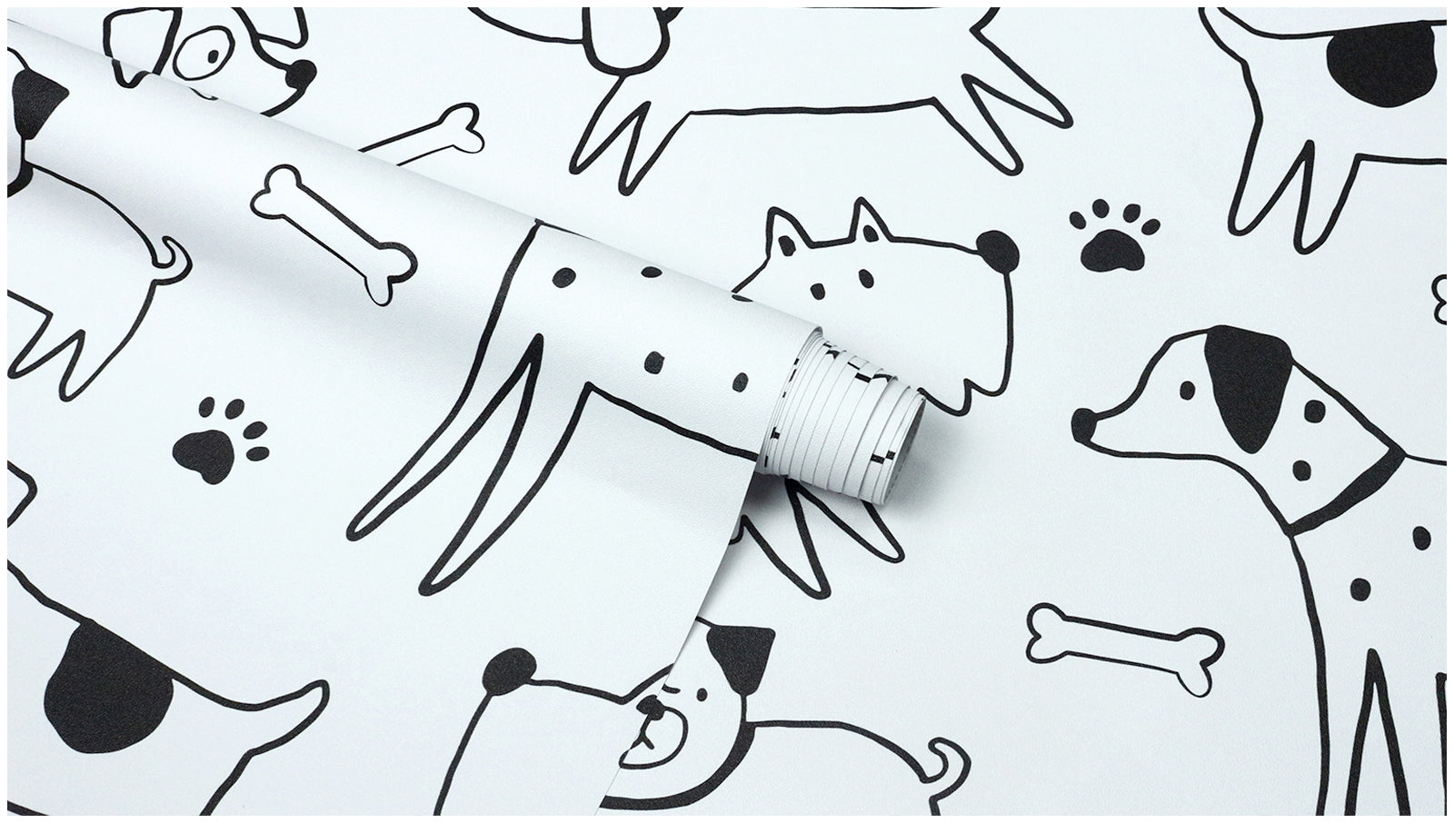 HAOKHOME 99052 Dog Wallpaper Peel and Stick Puppy Animal Black/White Self Adhesive Wall Murals Home Kitchen Bedroom Decor