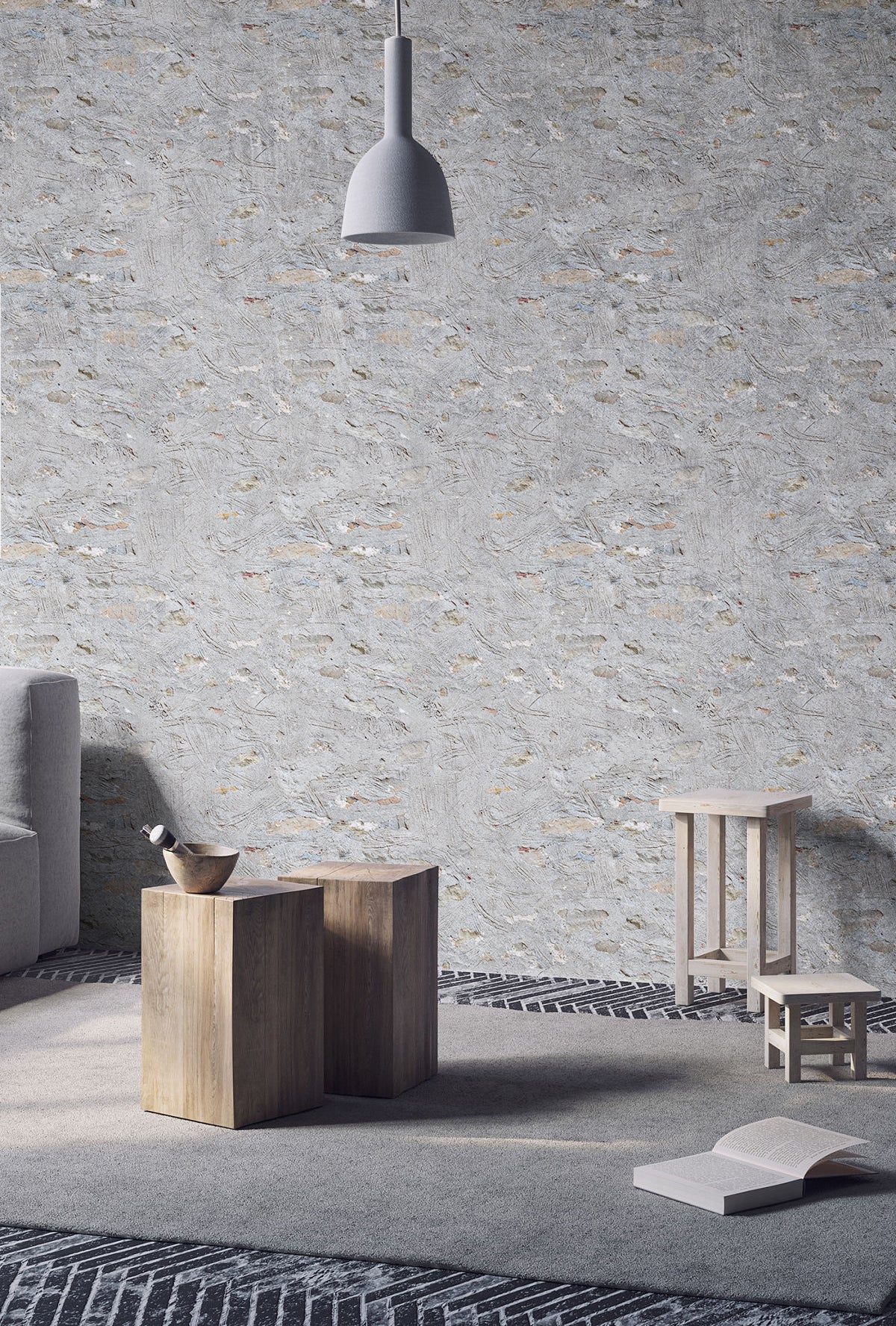 Faux Concrete Wallpaper Peel and Stick Brick Gray Stick on Stone Wall Murals Home Kitchen Accent Decor