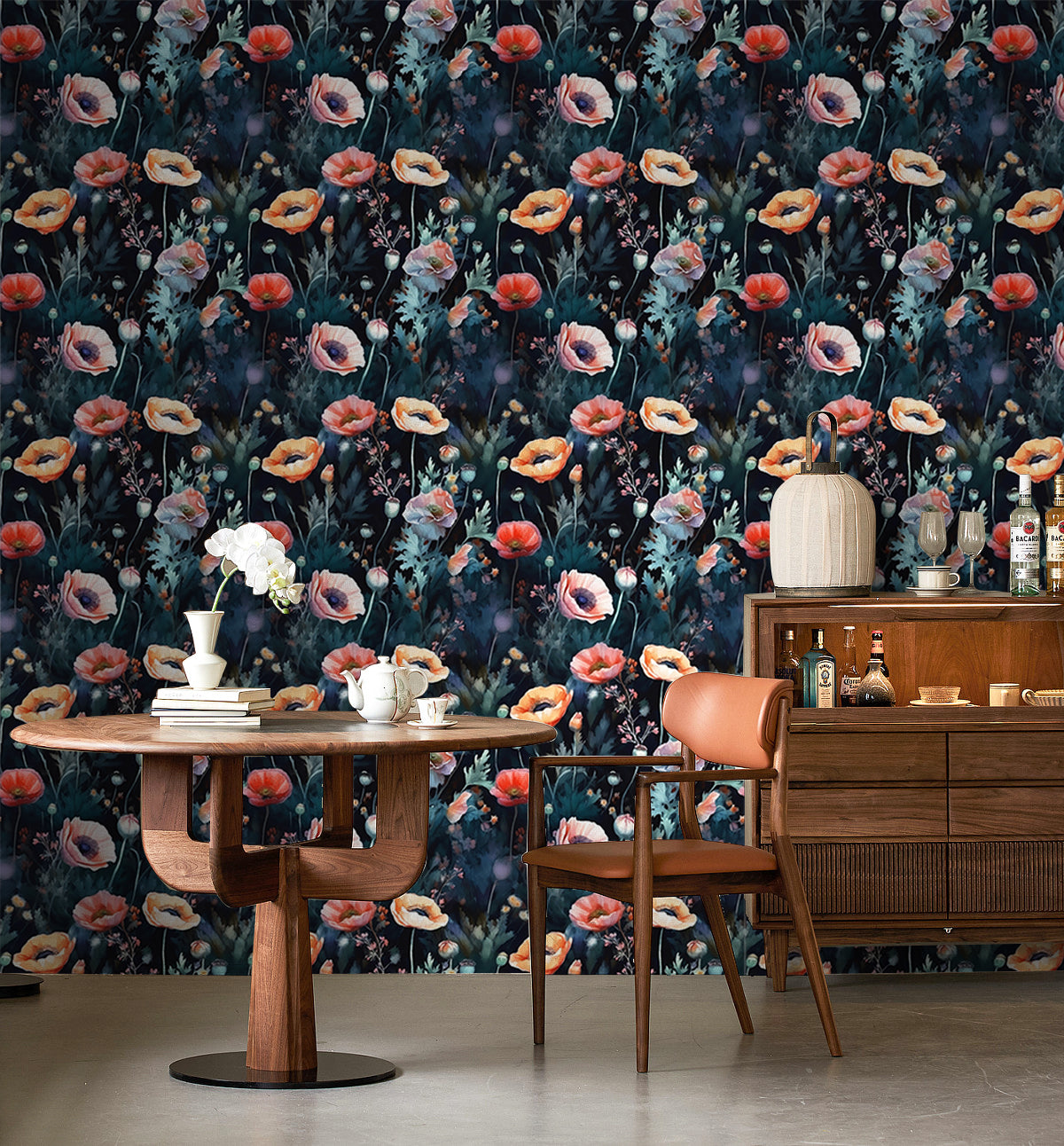 HAOKHOME 93359 Floral Wallpaper Peel and Stick Removable Wall Paper Blue/Pink Stick on Wall Mural Contact Paper