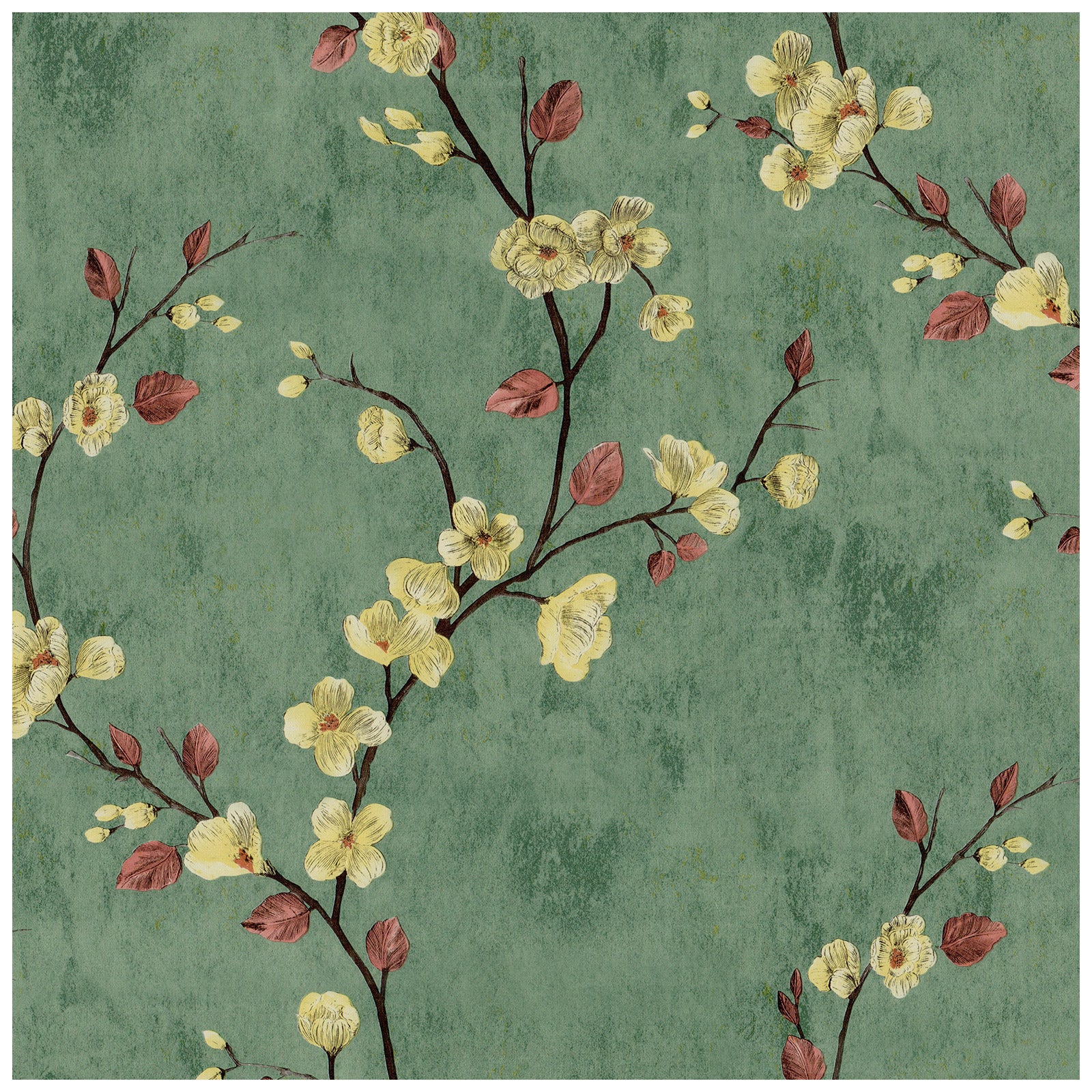 HAOKHOME 90024 Peel and Stick Retro American Dark Green Floral Waterproof Wallpaper