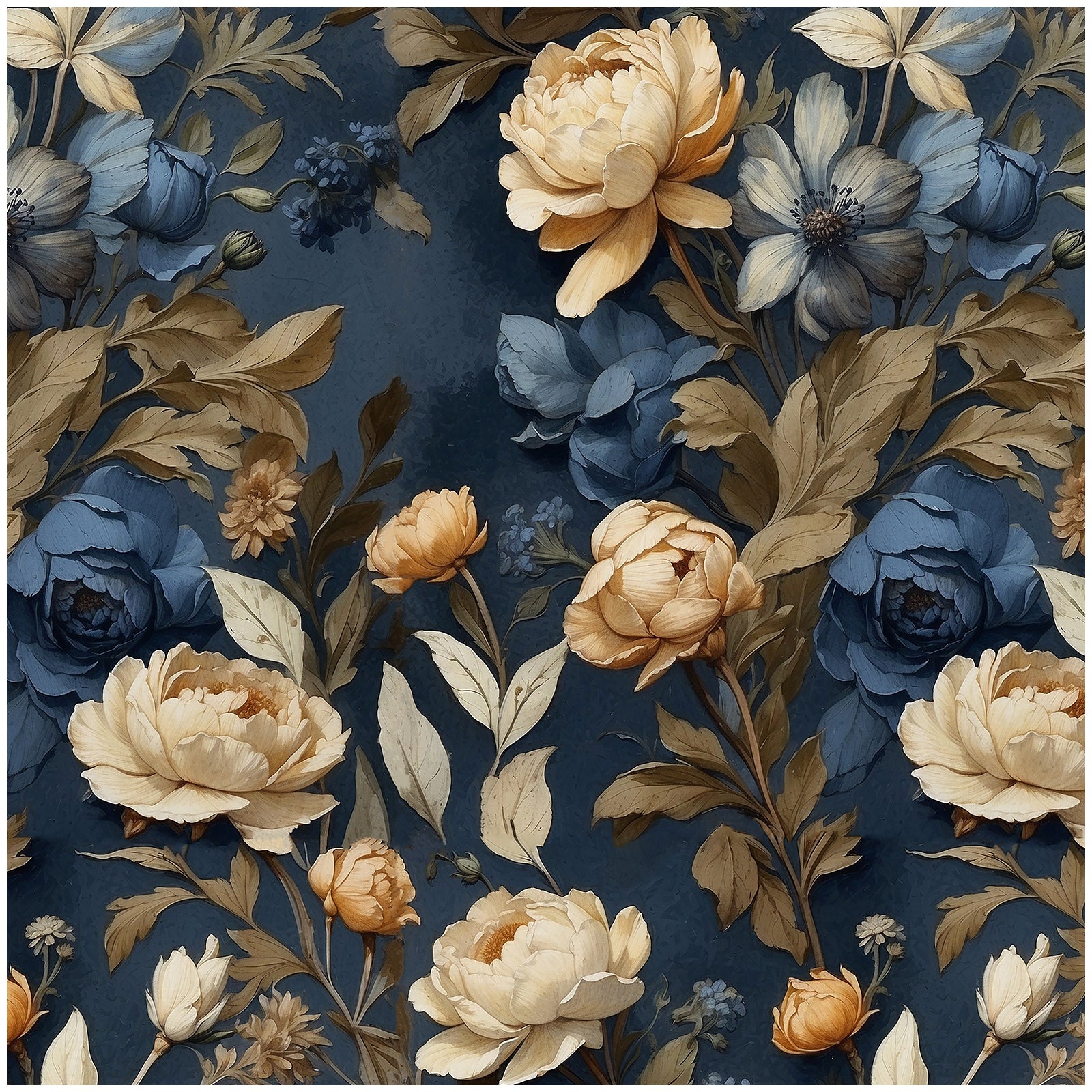 HAOKHOME 93429 Vintage Floral Peel and Stick Wallpaper Wall Paper Removable Boho for Bedroom Blue/Cream Contact Paper