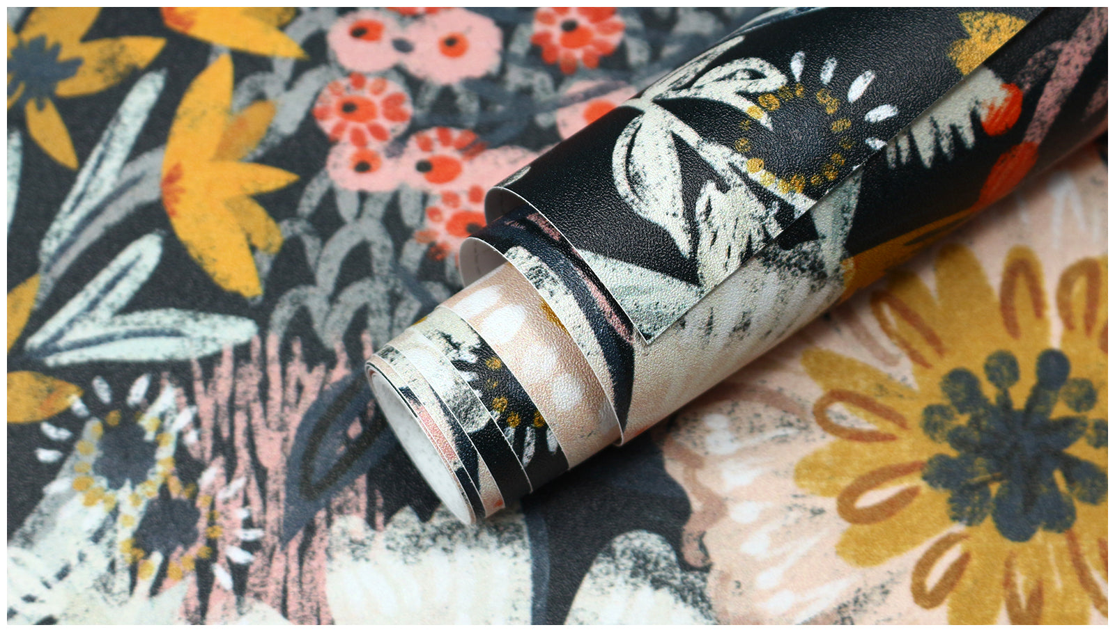 HAOKHOME 93439-1 Boho Peel and Stick Wallpaper Floral Wall Paper Removable for Bedroom Navy/Pink/Orange Contact Paper