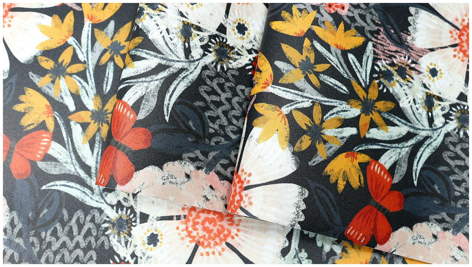 HAOKHOME 93439-1 Boho Peel and Stick Wallpaper Floral Wall Paper Removable for Bedroom Navy/Pink/Orange Contact Paper