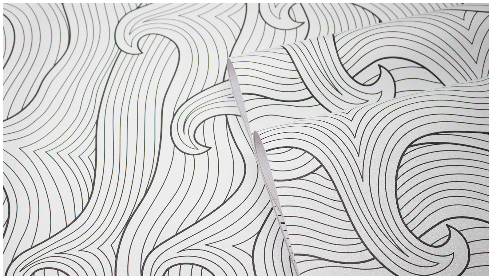 HAOKHOME Coastal Peel and Stick Wallpaper Modern Wave Wall Paper Removable for Bathroom Black/White Contact Paper