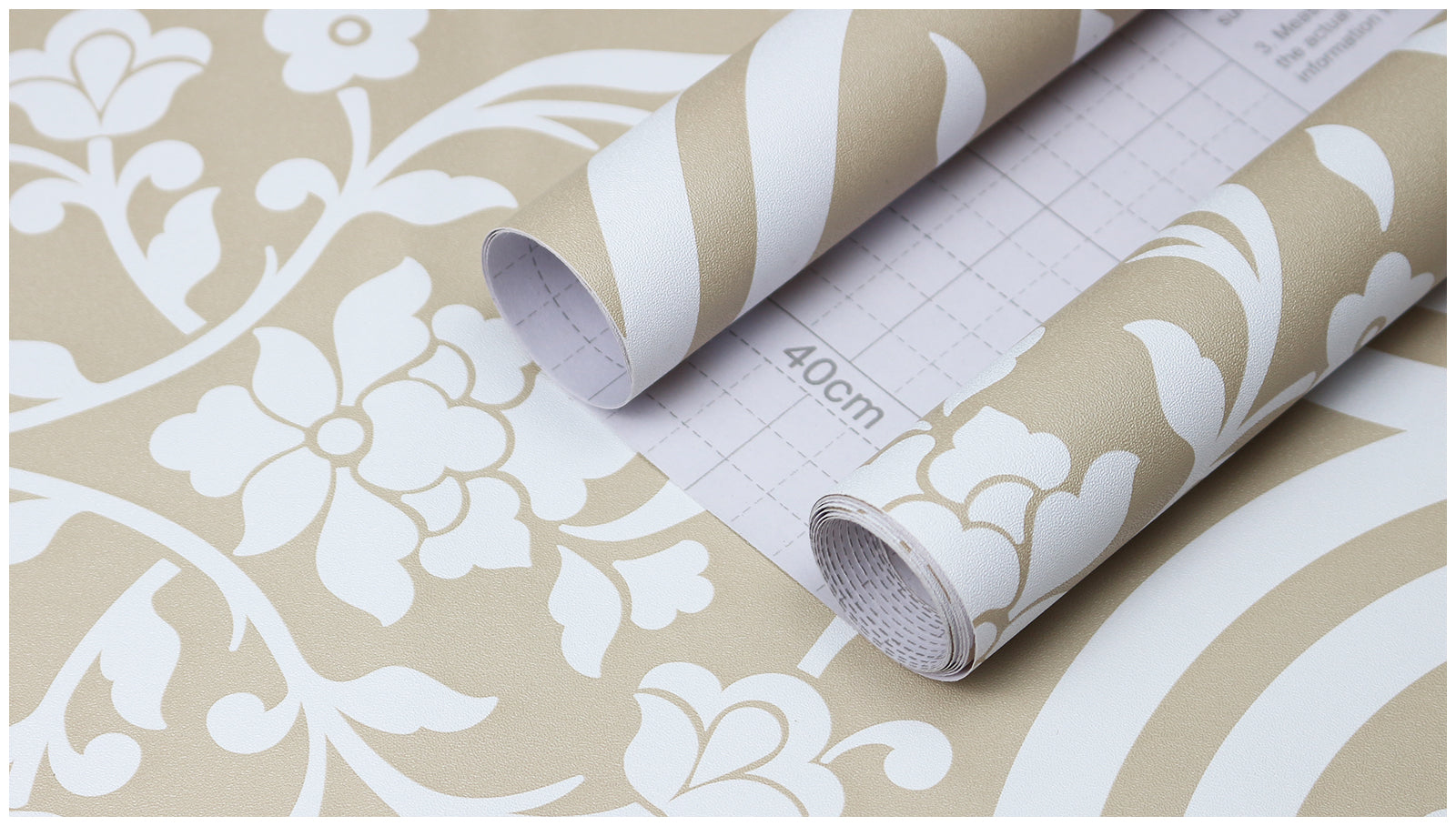 HAOKHOME Damask Wallpaper Peel and Stick Floral Wall Paper Vintage Removable for Kitchen Mushroom/White Contact Paper