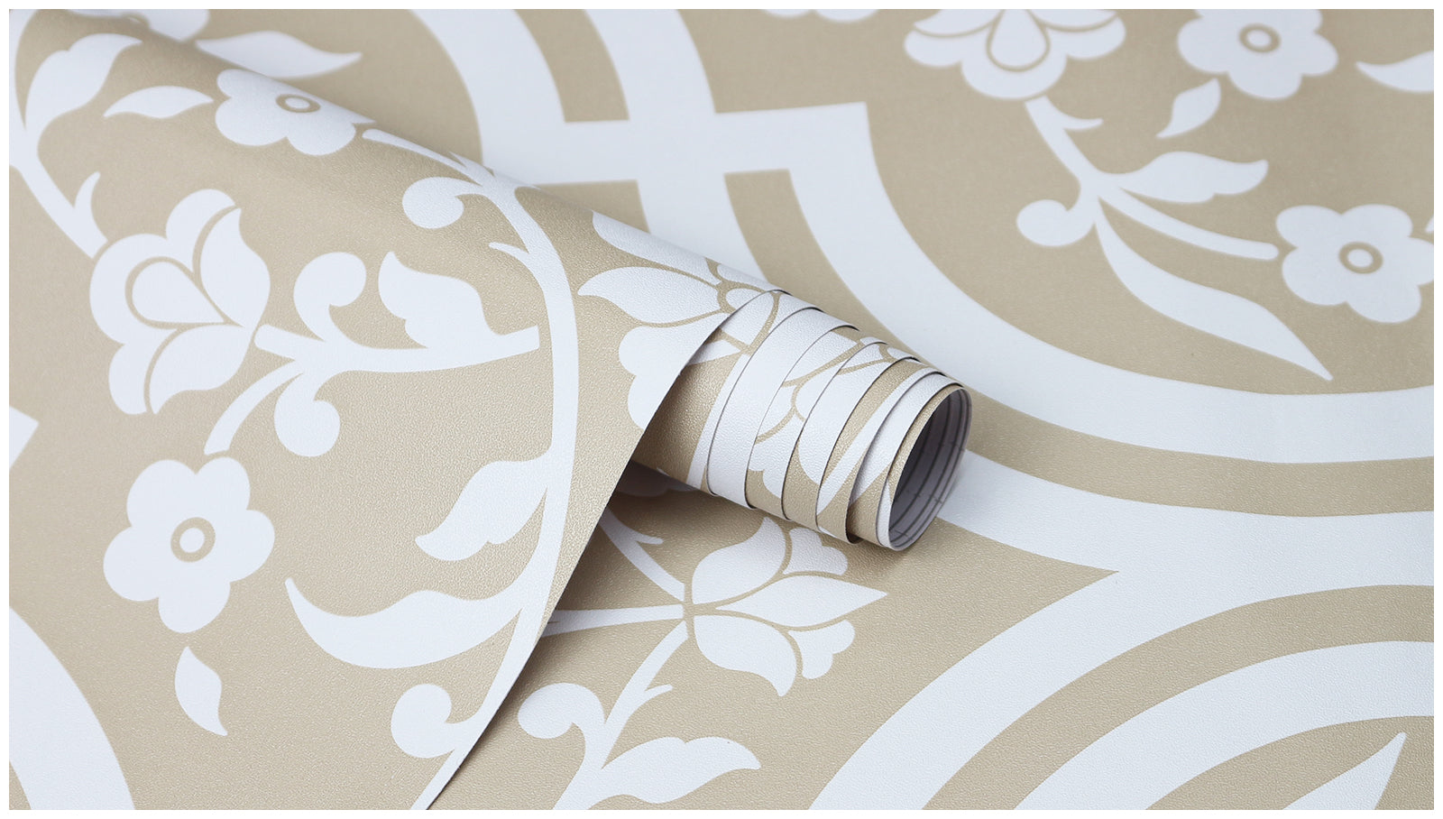 HAOKHOME Damask Wallpaper Peel and Stick Floral Wall Paper Vintage Removable for Kitchen Mushroom/White Contact Paper