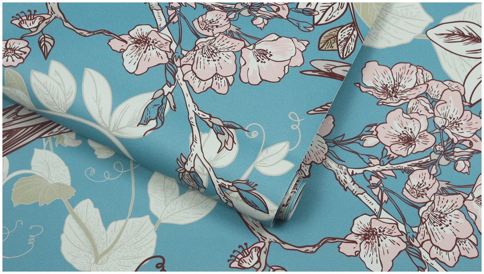 HaokHome 93174 Vintage Peel and Stick Wallpaper – Blue Birds & Floral Patterns Removable Home Decor