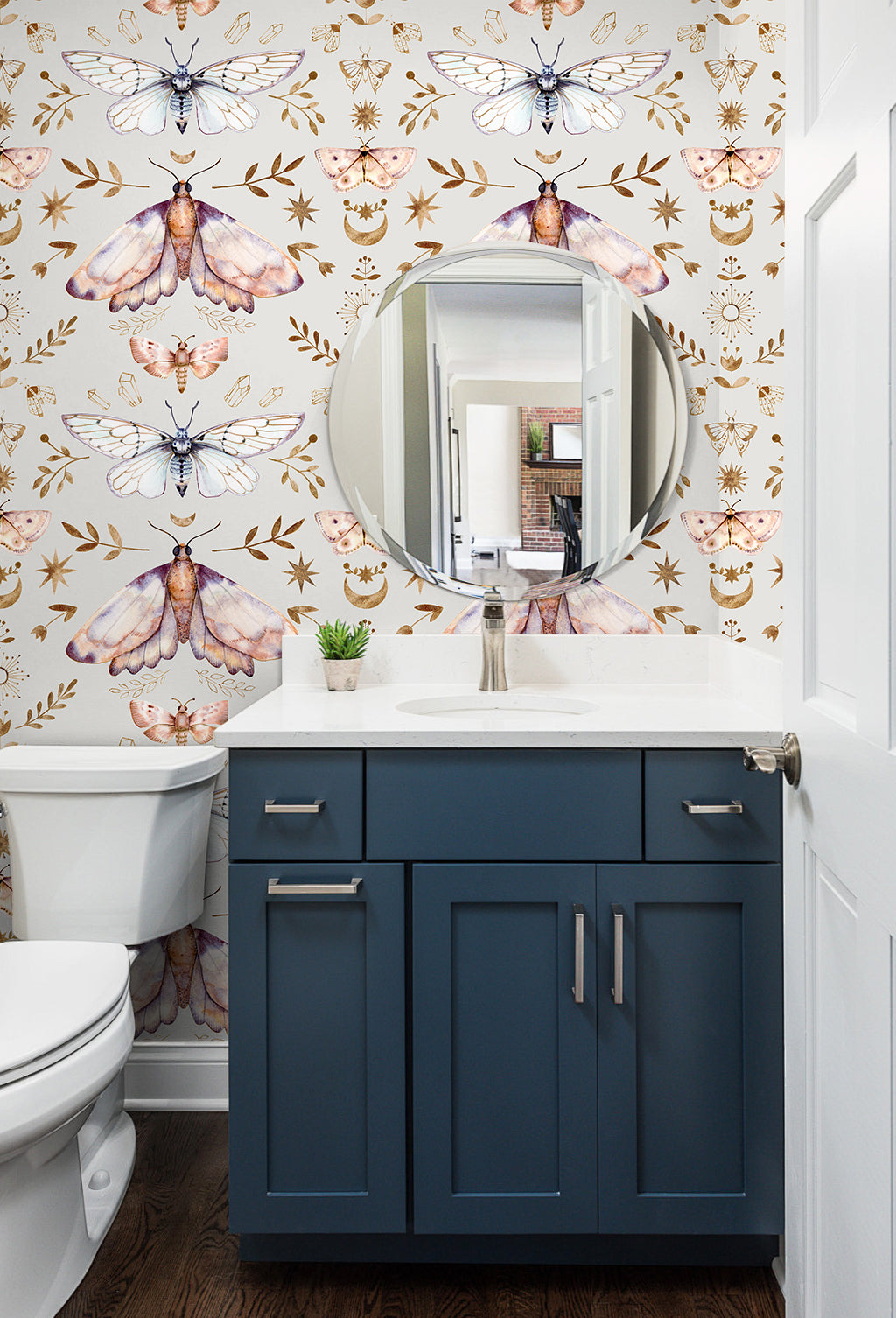 HaokHome_93296-3_Elegant_Butterfly_and_Star_Wallpaper_-_Light_Aesthetic_Floral_Wallpaper_for_Unique_Home_Decor