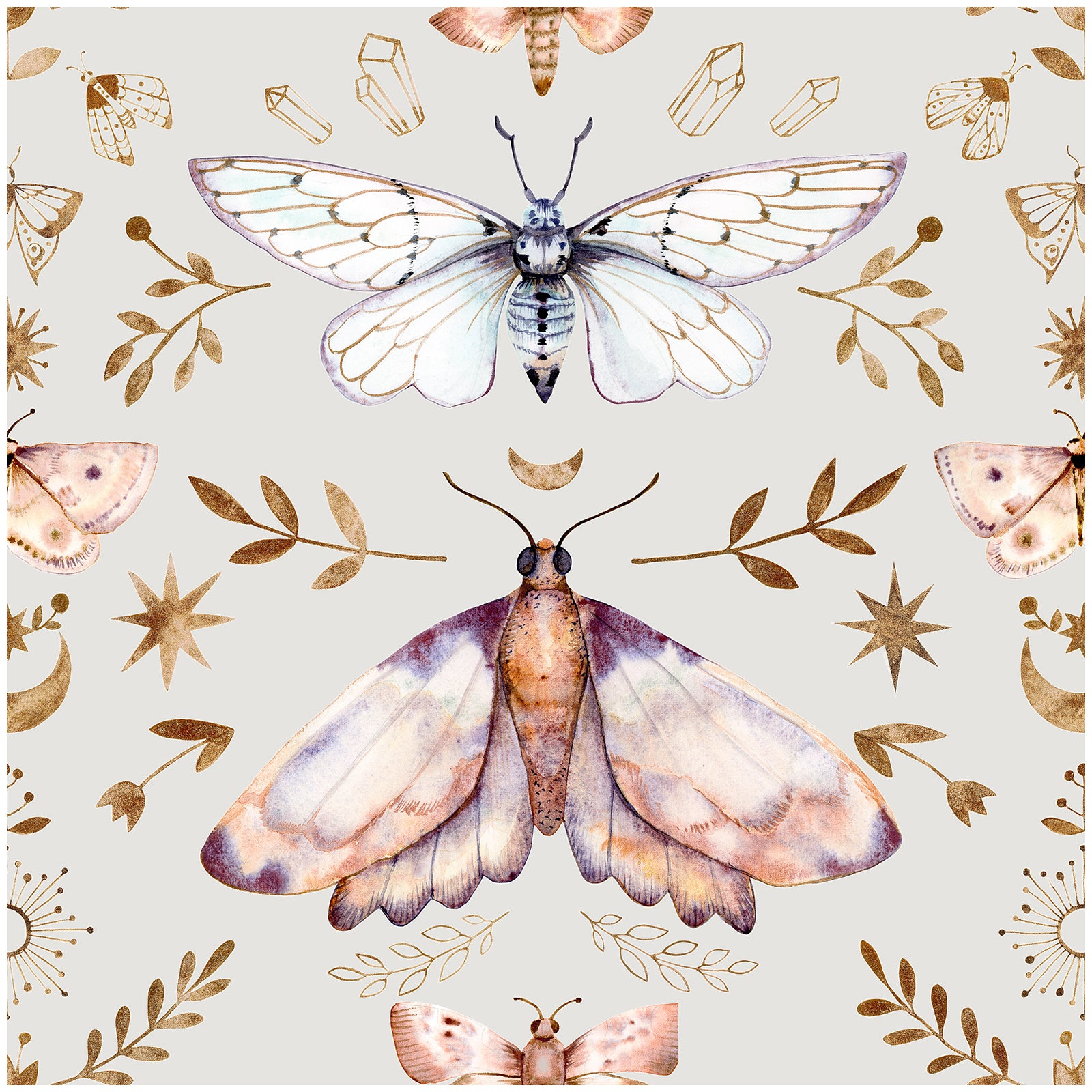 HaokHome 93296-3 Elegant Butterfly and Star Wallpaper - Light Aesthetic Floral Wallpaper for Unique Home Decor