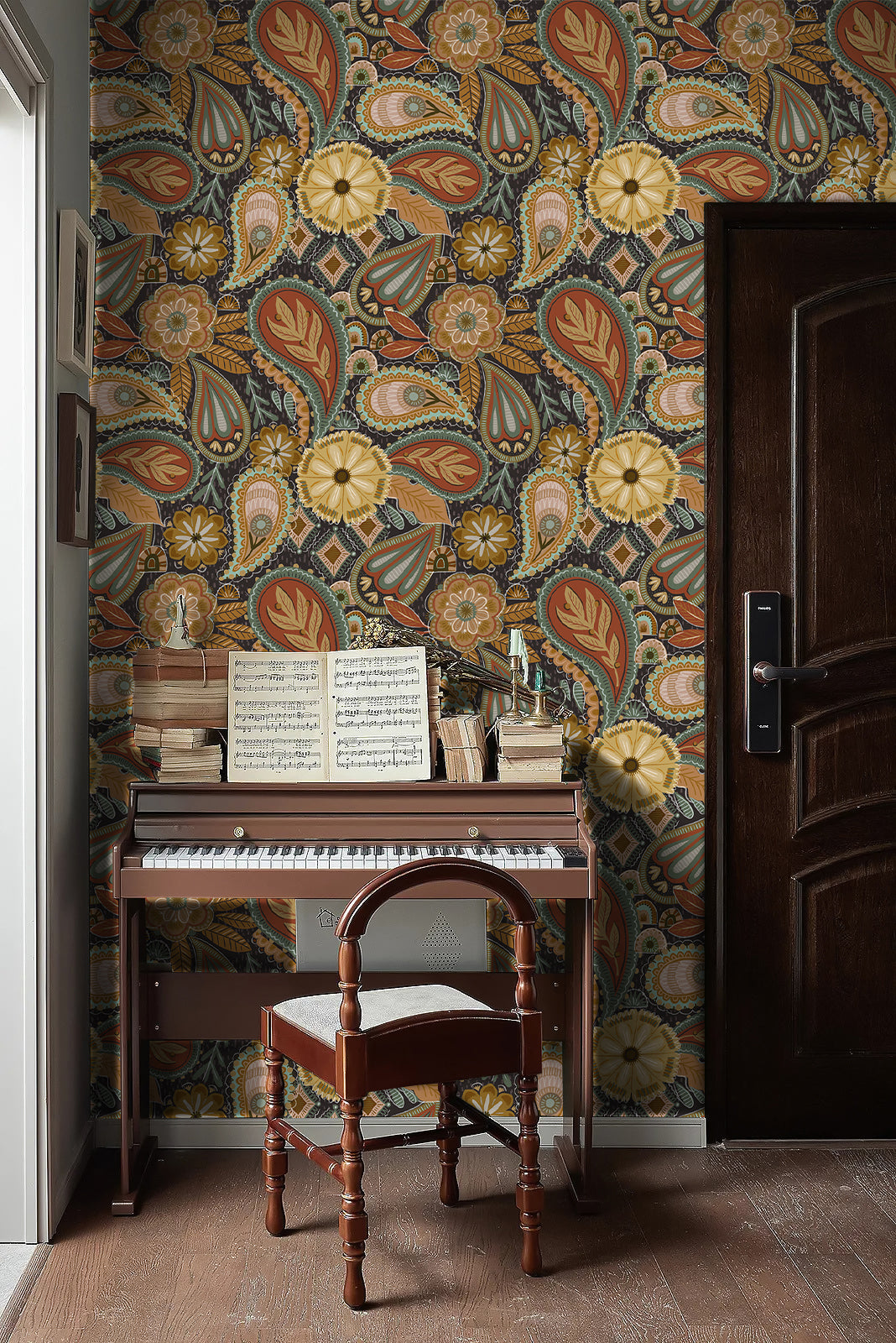 HaokHome Bohemian Paisley Floral Wallpaper Vintage Charm with Warm Earth Tones