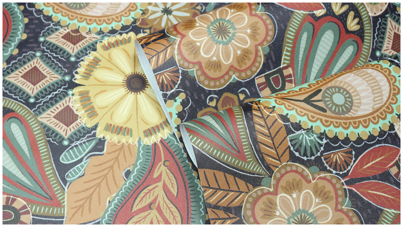 HaokHome Bohemian Paisley Floral Wallpaper Vintage Charm with Warm Earth Tones