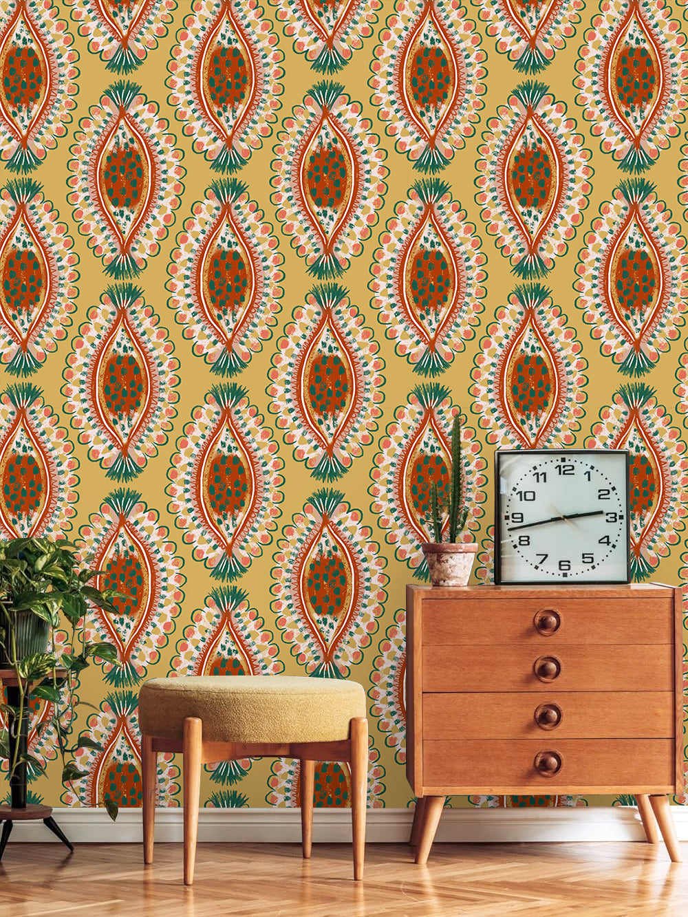 HaokHome Eclectic Boho Wallpaper – Abstract Petal Pattern in Blush Pink