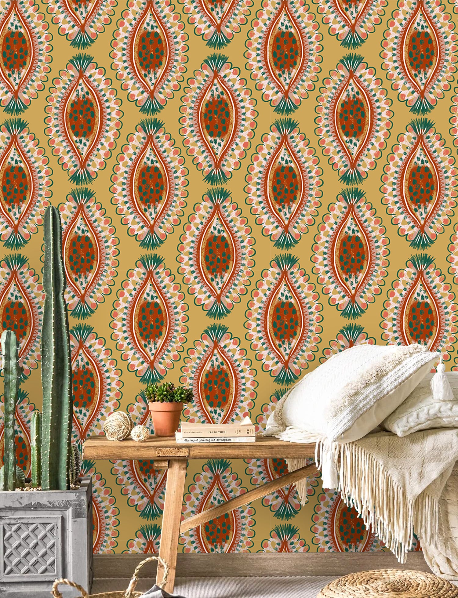 HaokHome Eclectic Boho Wallpaper – Abstract Petal Pattern in Blush Pink