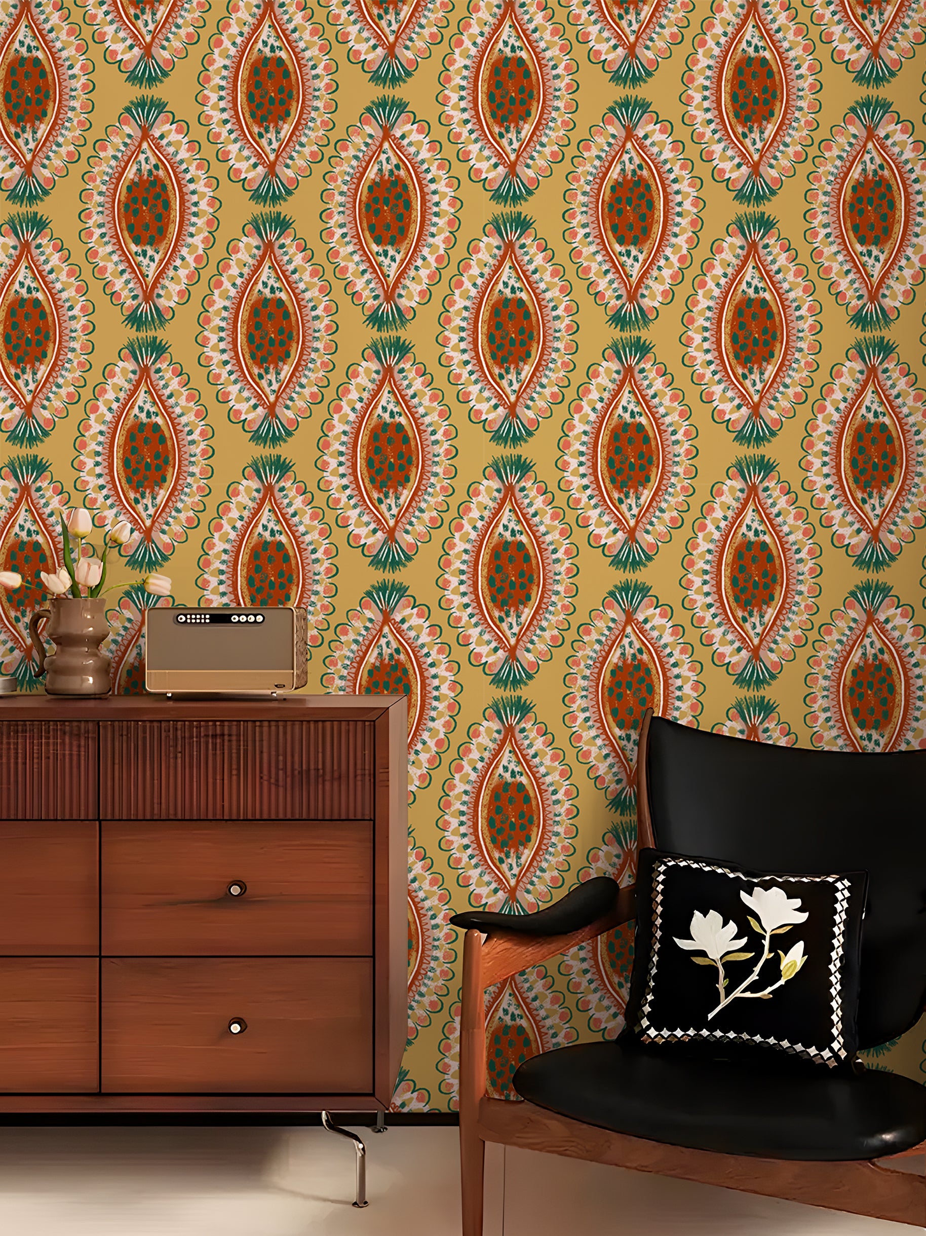 HaokHome Eclectic Boho Wallpaper – Abstract Petal Pattern in Blush Pink