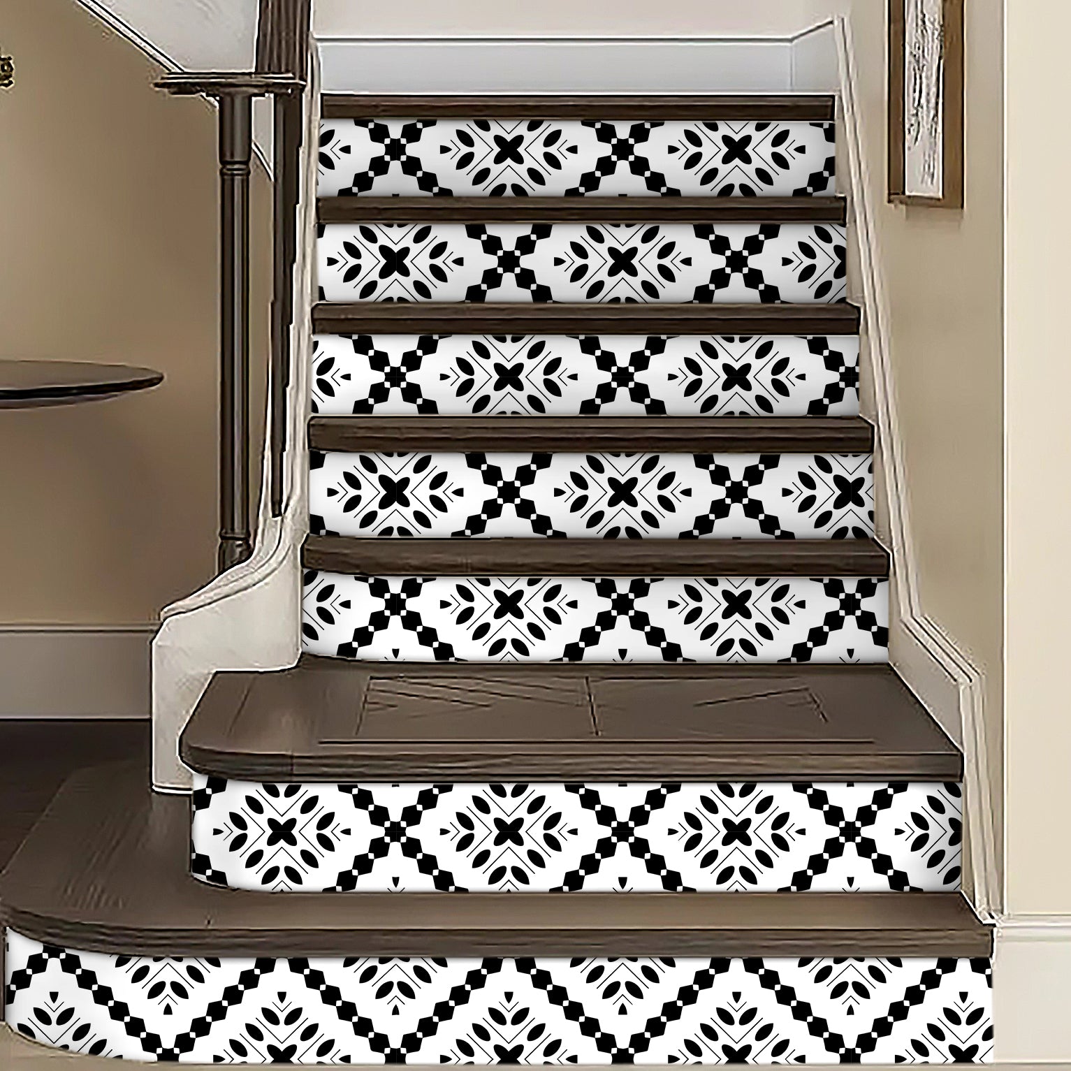 HaokHome Elegant Black and White Diamond Pattern Wallpaper Modern Geometric Design with Chic Detailing