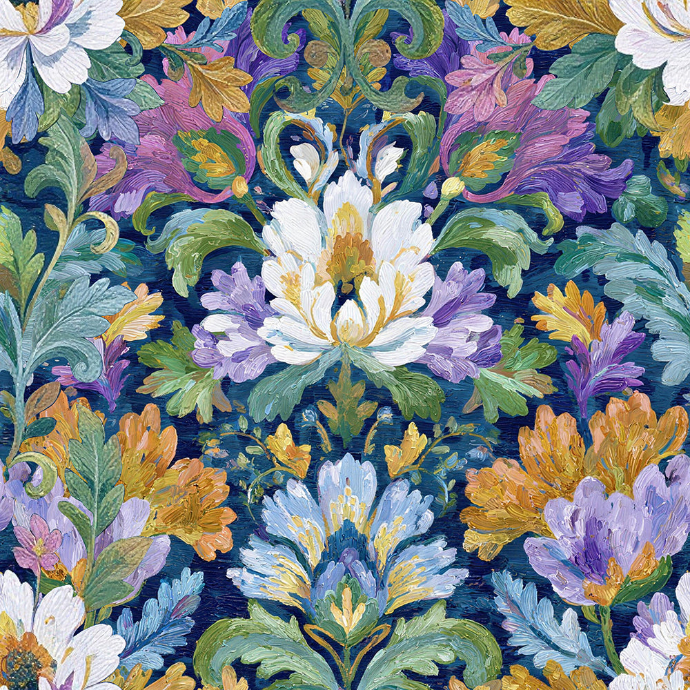 HaokHome Peel and Stick Wallpaper Art Nouveau Floral Mural Removable Wall Paper Boho Vintage Botanical Print Decor for Bedroom Living Room Bathroom Cabinet