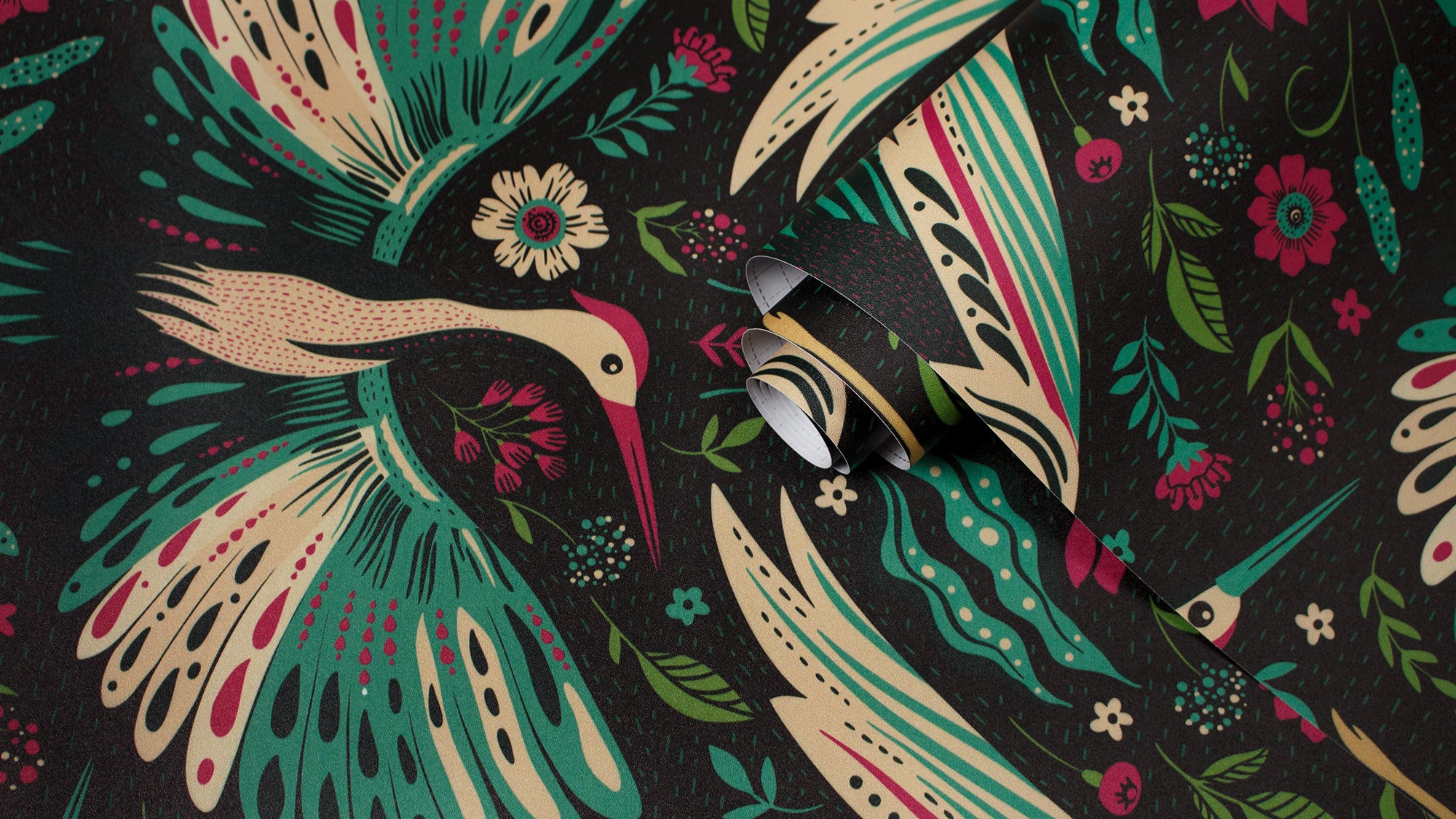 HaokHome Peel and Stick Wallpaper Boho Vintage Crane and Floral Pattern Dark Botanical Wall Mural Removable Vinyl Self Adhesive Wallpaper for Bedroom Living Room Accent Wall Nature Decor