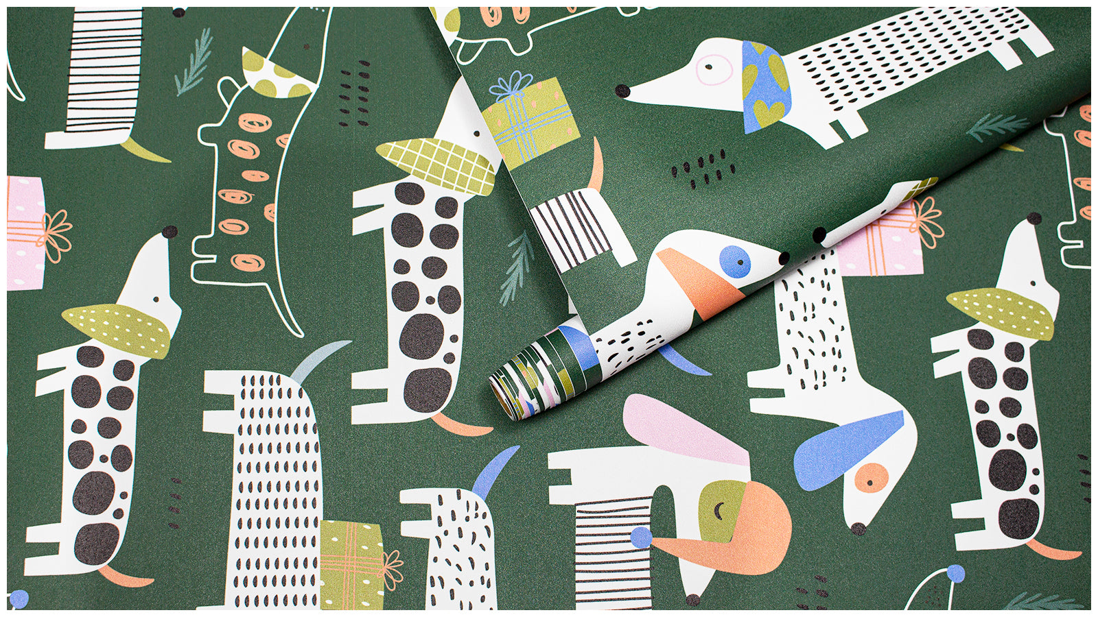 HaokHome Peel and Stick Wallpaper Christmas Dachshund Dog Pattern Removable Wallpaper