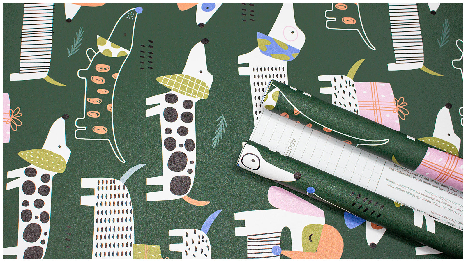 HaokHome Peel and Stick Wallpaper Christmas Dachshund Dog Pattern Removable Wallpaper