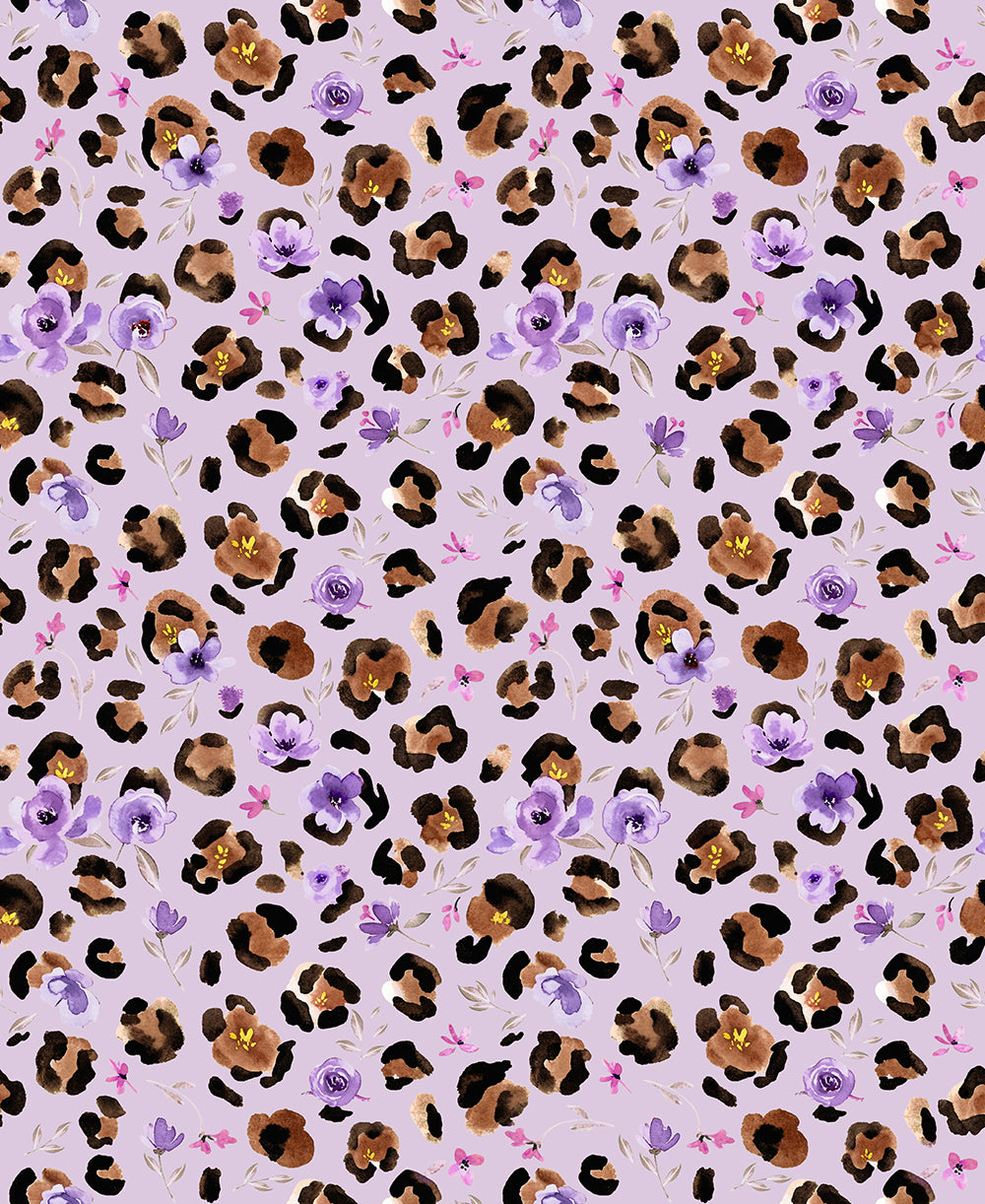 HaokHome Peel and Stick Wallpaper Purple Leopard Print Floral Wall Mural Removable Self Adhesive Wild Botanical Wallpaper