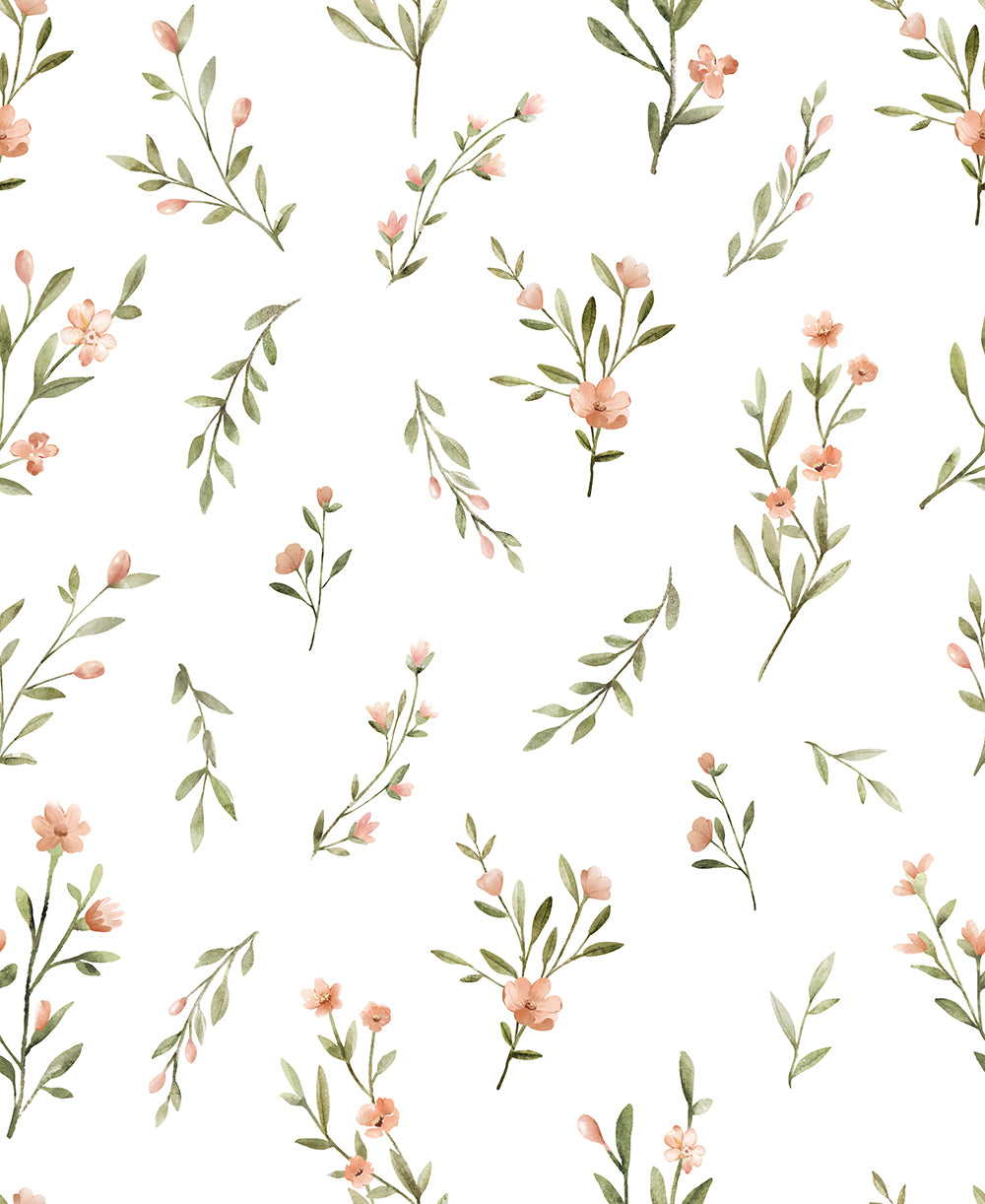 HaokHome Peel and Stick Wallpaper Soft Watercolor Dainty Floral Removable Wall Decor with Delicate Blush Pink Blooms for Nursery & Cottagecore Room