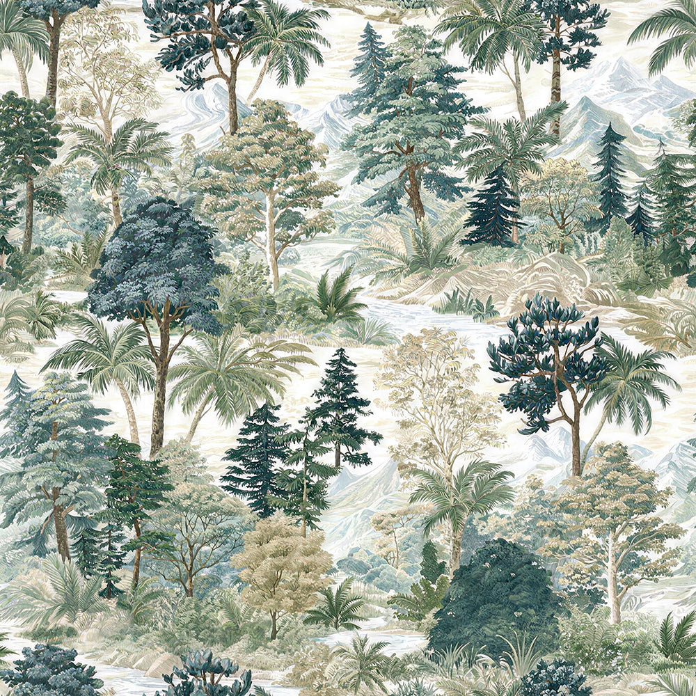 HaokHome Peel and Stick Wallpaper Soft Watercolor Forest Wall Mural Removable Self Adhesive Gentle Tree Wallpaper