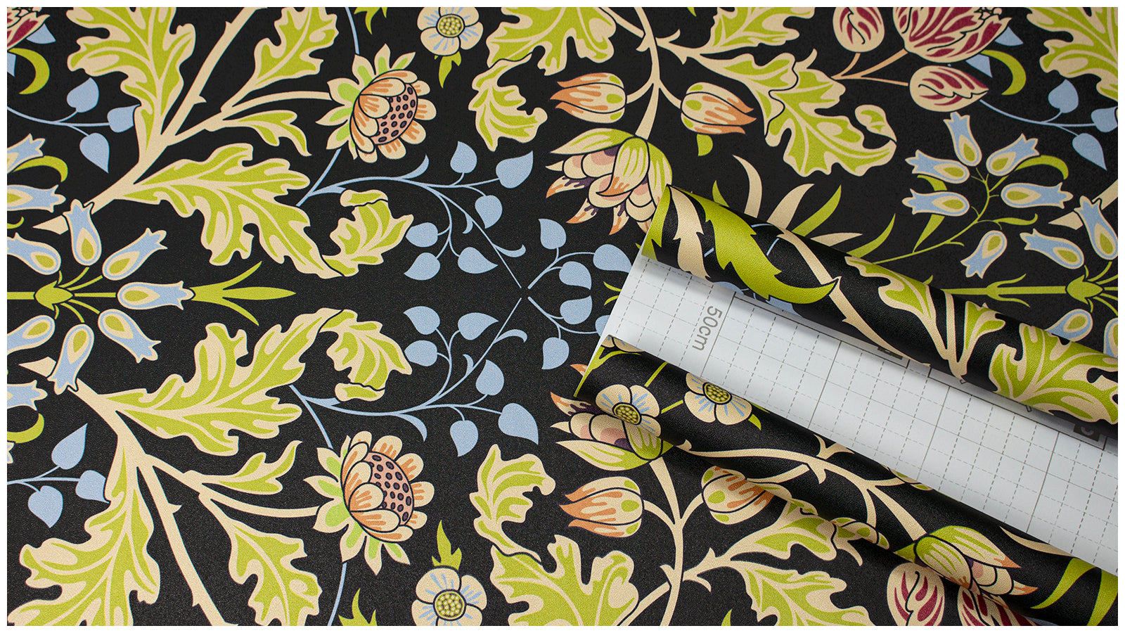 HaokHome Peel and Stick Wallpaper – Vintage Arts & Crafts Floral Pattern Removable Self Adhesive Wallpaper for Living Room or Bedroom