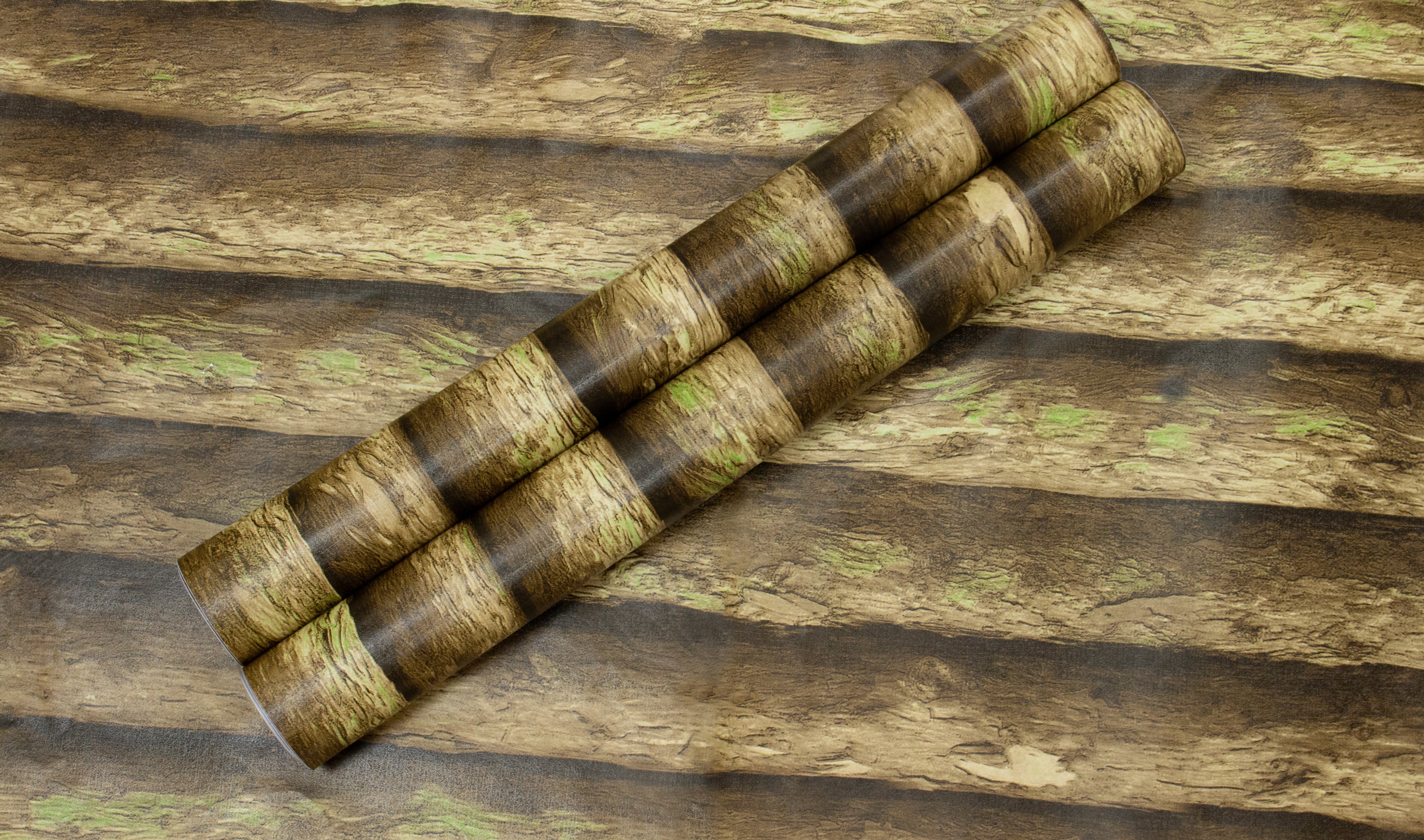 HaokHome Peel and Stick Wood Log Wallpaper Rustic Tree Bark Wall Mural Natural Forest Timber Pattern Removable Self Adhesive Vinyl Wallpaper for Cabin, Living Room, Accent Wall