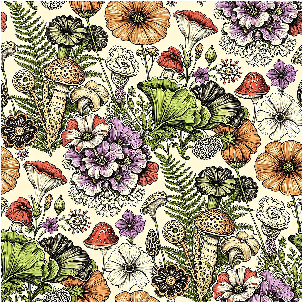 HaokHome Refresh Accent Wall Vintage Mushroom Floral Peel and Stick Wallpaper 