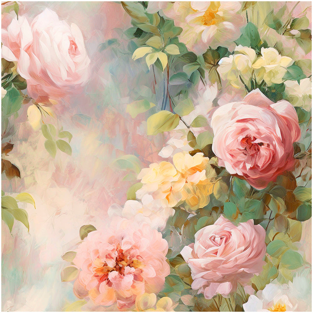 HaokHome Soft Oil Painting Rose Peel and Stick Wallpaper, Light Pastel Floral Removable Wallpaper, Cozy Bedroom Makeover