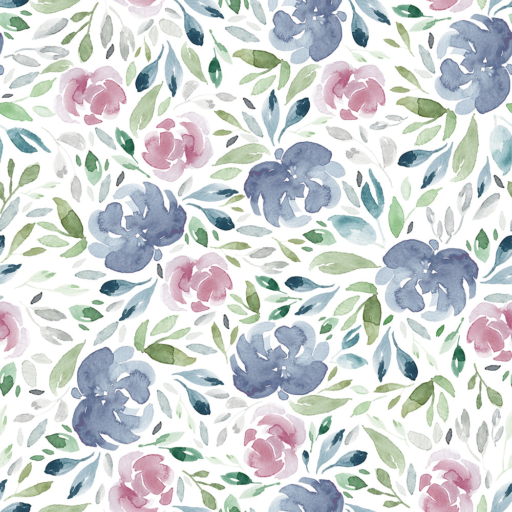 HaokHome Soft Watercolor Floral Peel and Stick Wallpaper, Pastel Pink & Purple Botanical Removable Wallpaper for Nursery & Bedroom