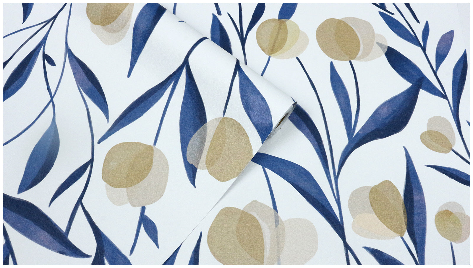 HaokHome Wallpaper Peel and Stick Botanical Floral Blue/Beige Minimalist Wall Decor Removable Mural for Bedroom & Living Room