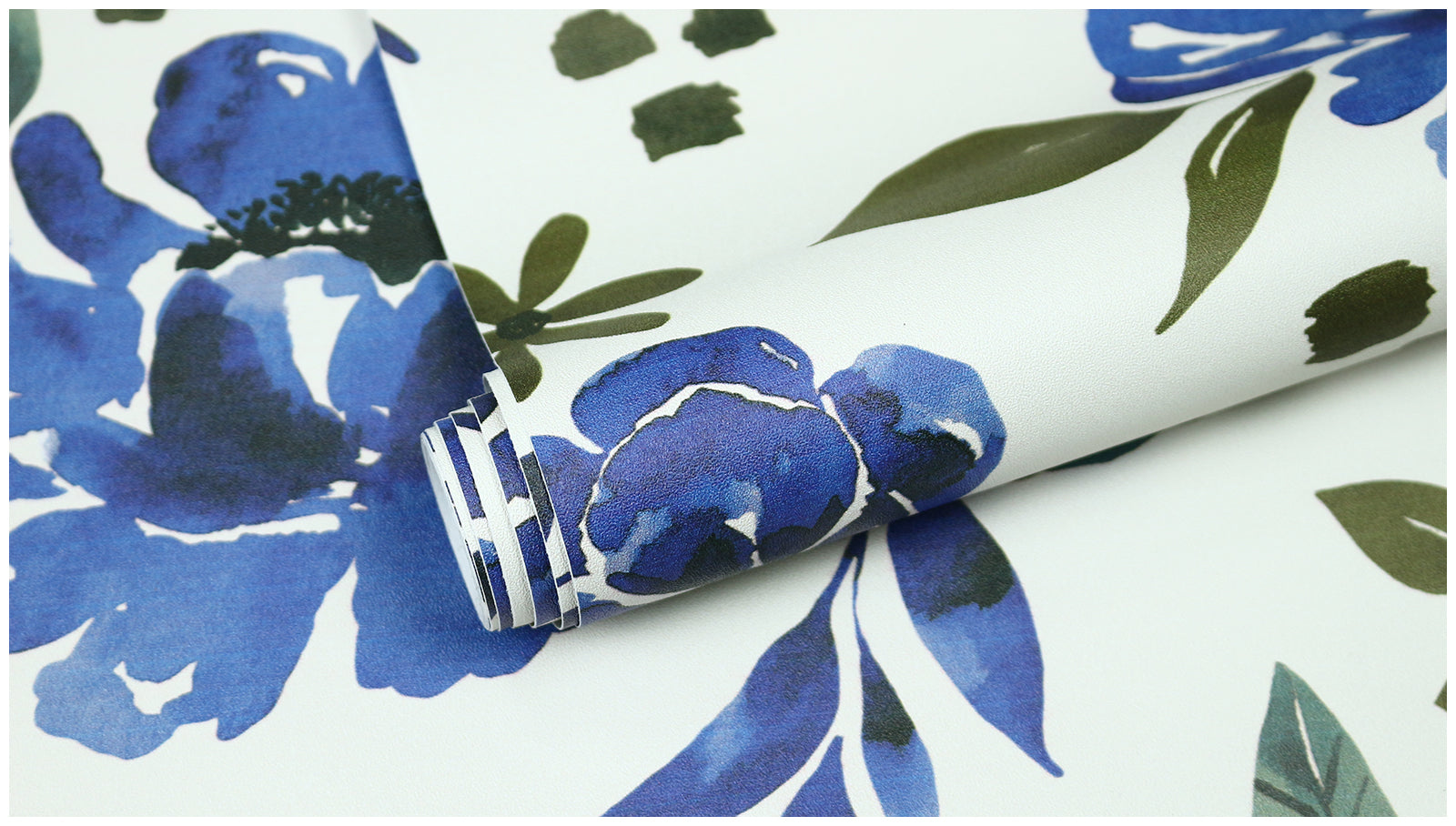 HaokHome Wallpaper Peel and Stick Botanical Floral Blue/Green Wall Decor Removable Mural for Bedroom & Living Room