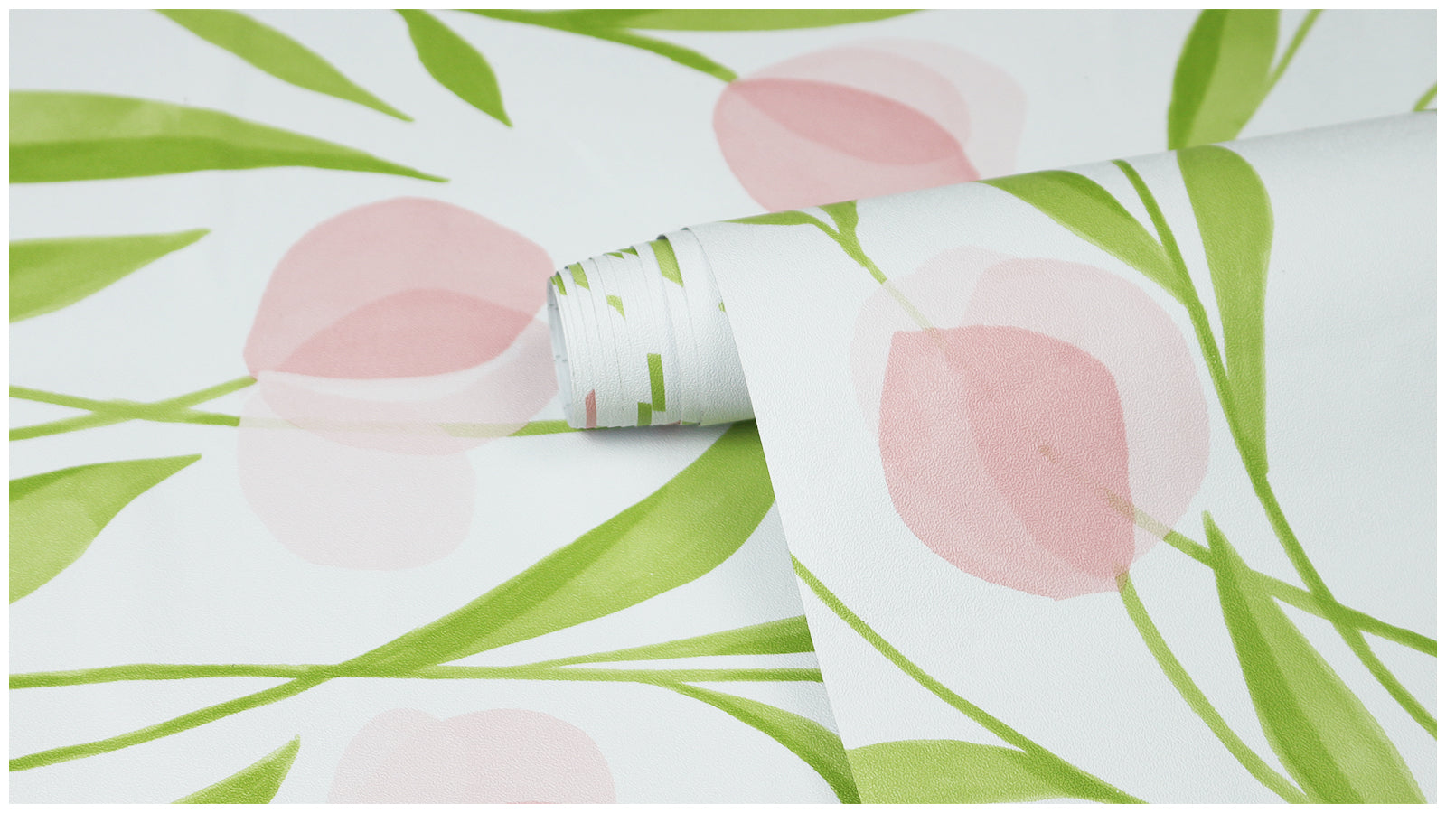 HaokHome Wallpaper Peel and Stick Botanical Floral Green/Pink Minimalist Wall Decor Removable Mural for Bedroom & Living Room