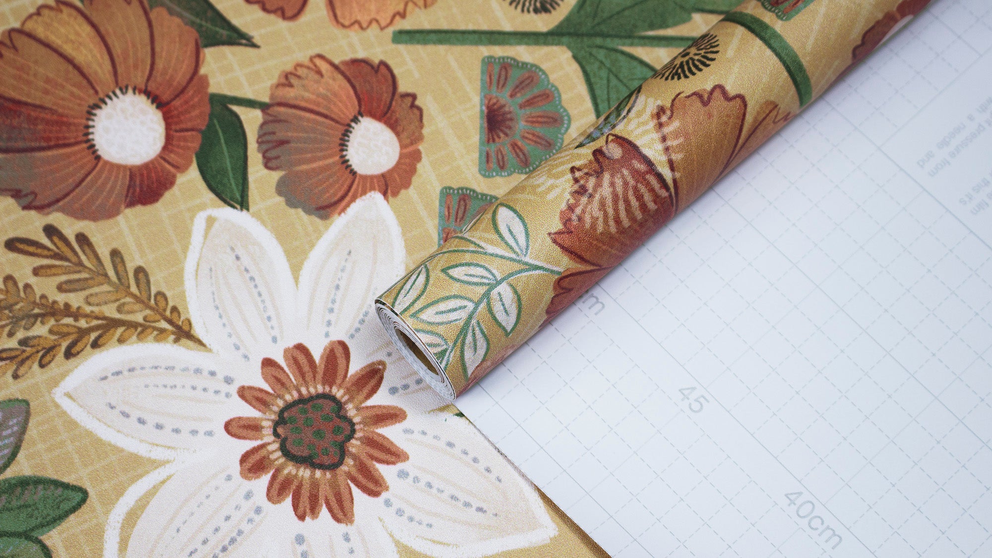 HaokHome Wallpaper Peel and Stick Vintage Floral Brown/Beige/Green Botanical Wall Decor Removable Mural