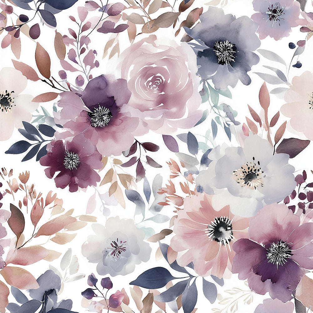 HaokHome Watercolor Purple Pink Floral Peel and Stick Wallpaper Boho Removable Nursery Wall Decor