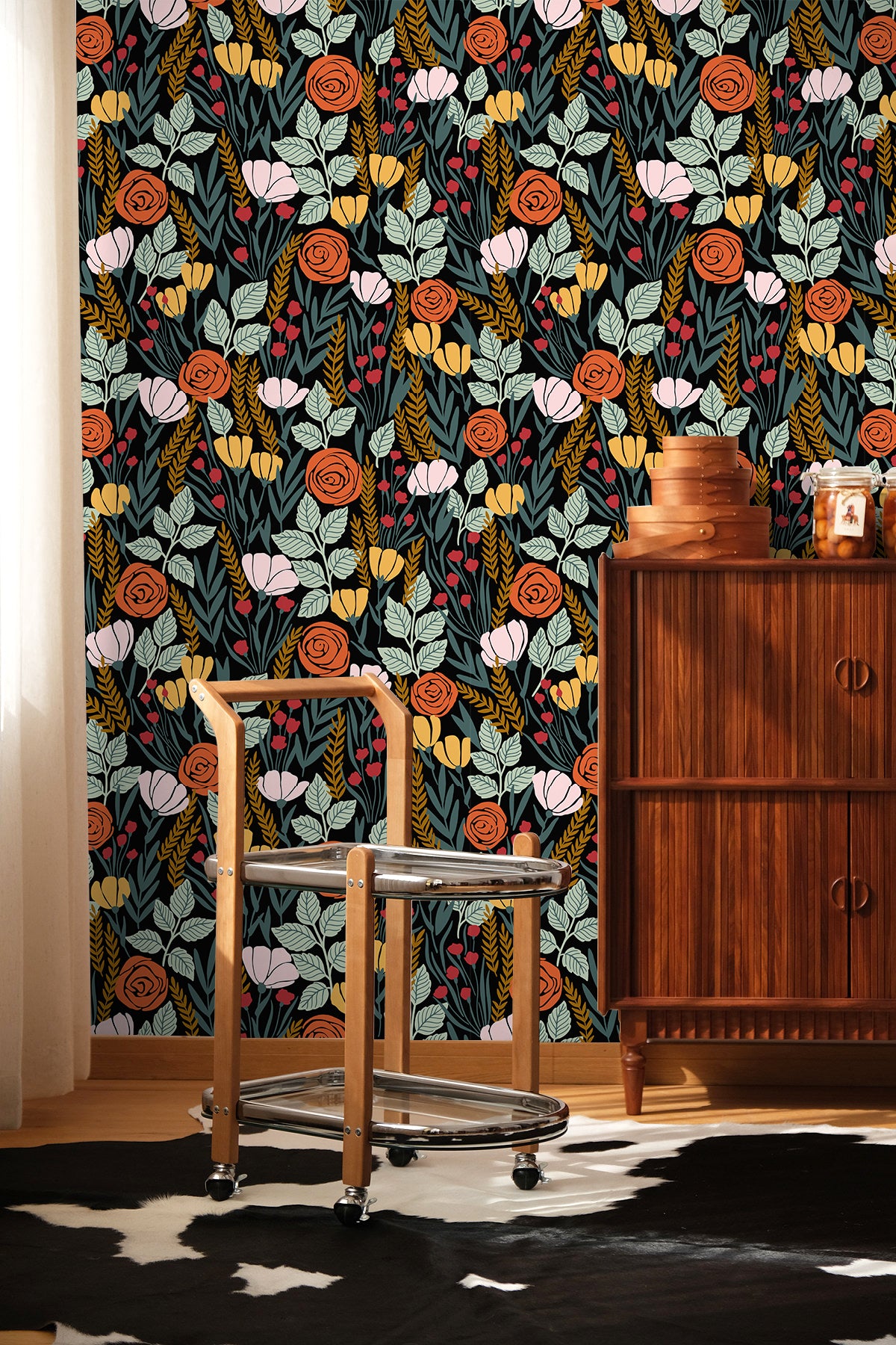 Haokhome rich retro flower peel and stick wallpaper for warm entryway accent wall