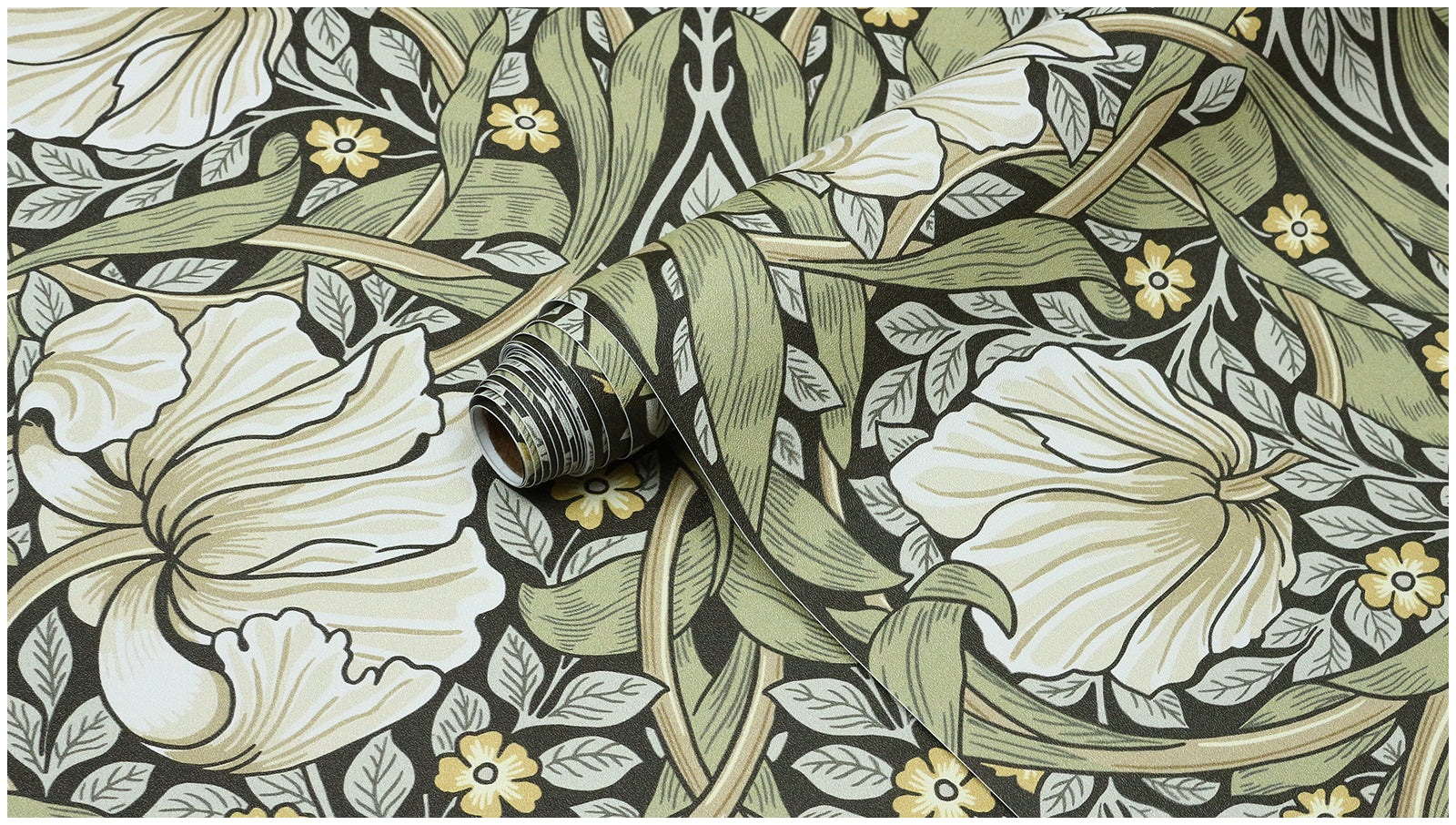 HaokHome Vintage Floral Wallpaper Peel and Stick Botanical Sage Green/Yellow Wall Murals Home Kitchen Bedroom Decor by William Morris