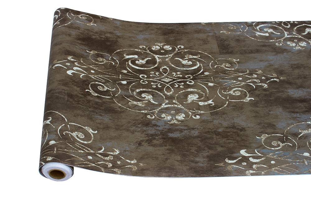 HaokHome Damask Wallpaper Peel and Stick Wallpaper Brown Vintage Wall Paper