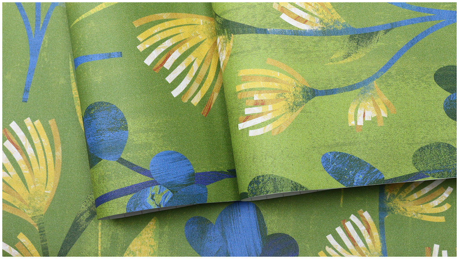 HaokHome Modern Abstract Botanical Peel and Stick Wallpaper, Green & Blue Whimsical Floral Removable Wallpaper for Home Decor