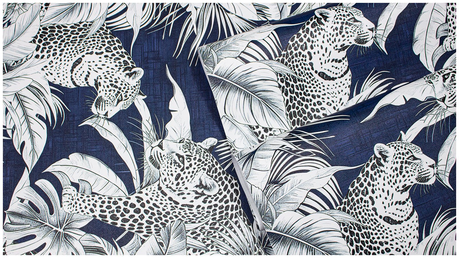 HaokHome Peel and Stick Wallpaper Tropical Leopard Navy Botanical Wall Mural Removable Self Adhesive Jungle Animal Wallpaper