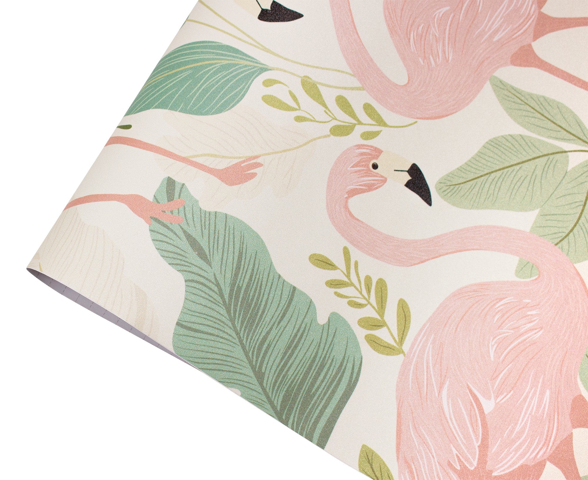 HaokHome Peel and Stick Wallpaper - Soft Pastel Flamingo & Leaf Pattern Removable Self Adhesive Wallpaper for Nursery & Kids Room