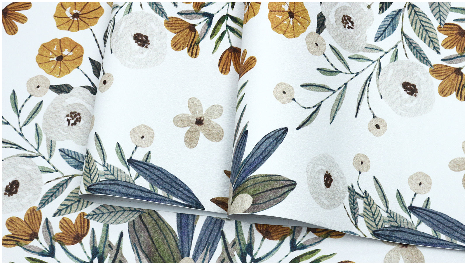 HaokHome Wallpaper Peel and Stick Floral Botanical Beige/Blue/Yellow Watercolor Wall Decor Removable Mural for Bedroom & Living Room
