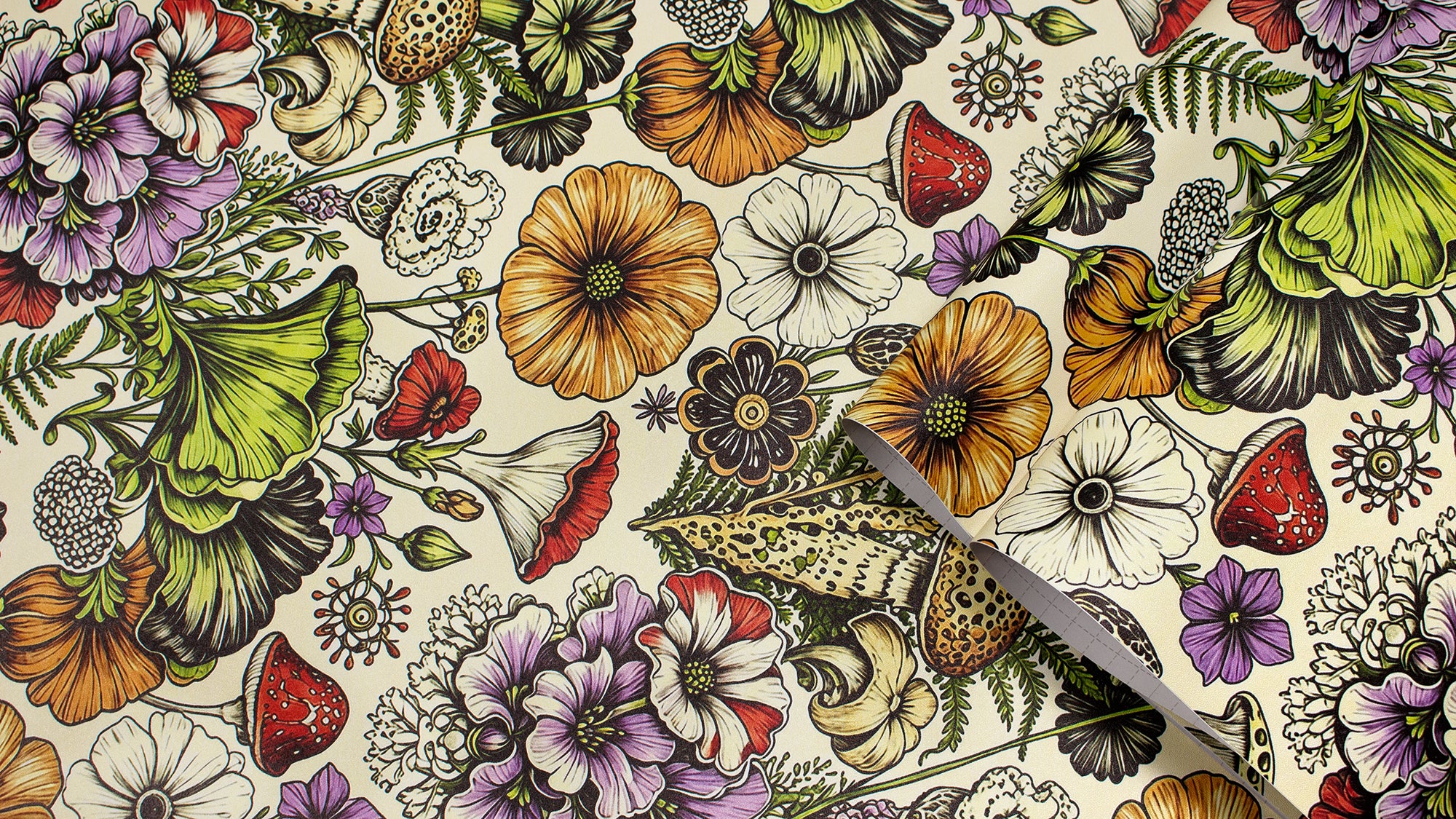 HaokHome Refresh Accent Wall Vintage Mushroom Floral Peel and Stick Wallpaper