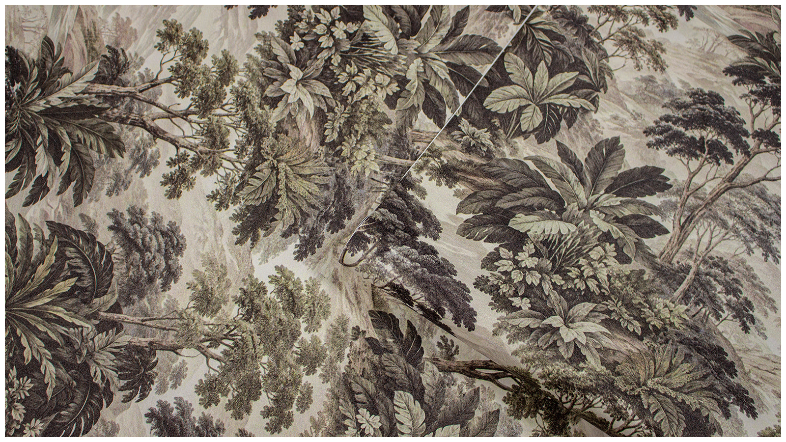 Vintage Tropical Landscape Wallpaper – Sepia Jungle Tree Botanical Print